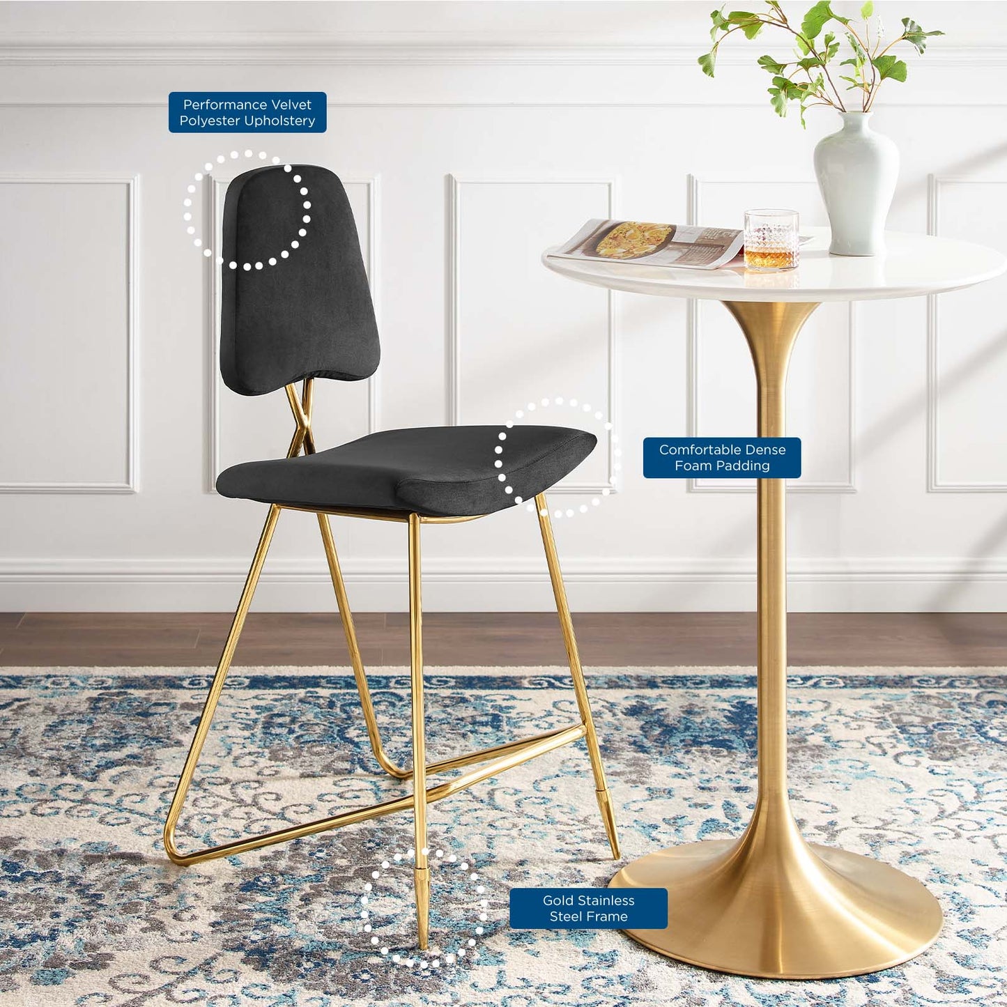 Modway Ponder Performance Velvet Bar Stool | Bar Stools | Modishstore-8