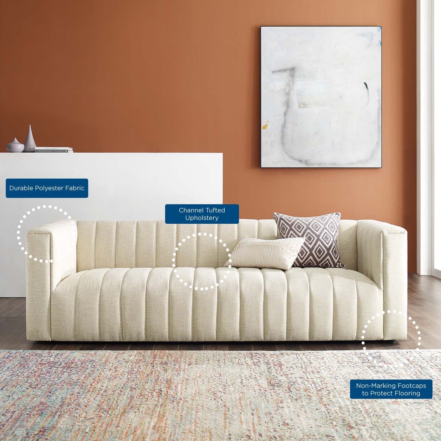 Modway Reflection Channel Tufted Upholstered Fabric Sofa | Sofas | Modishstore-10