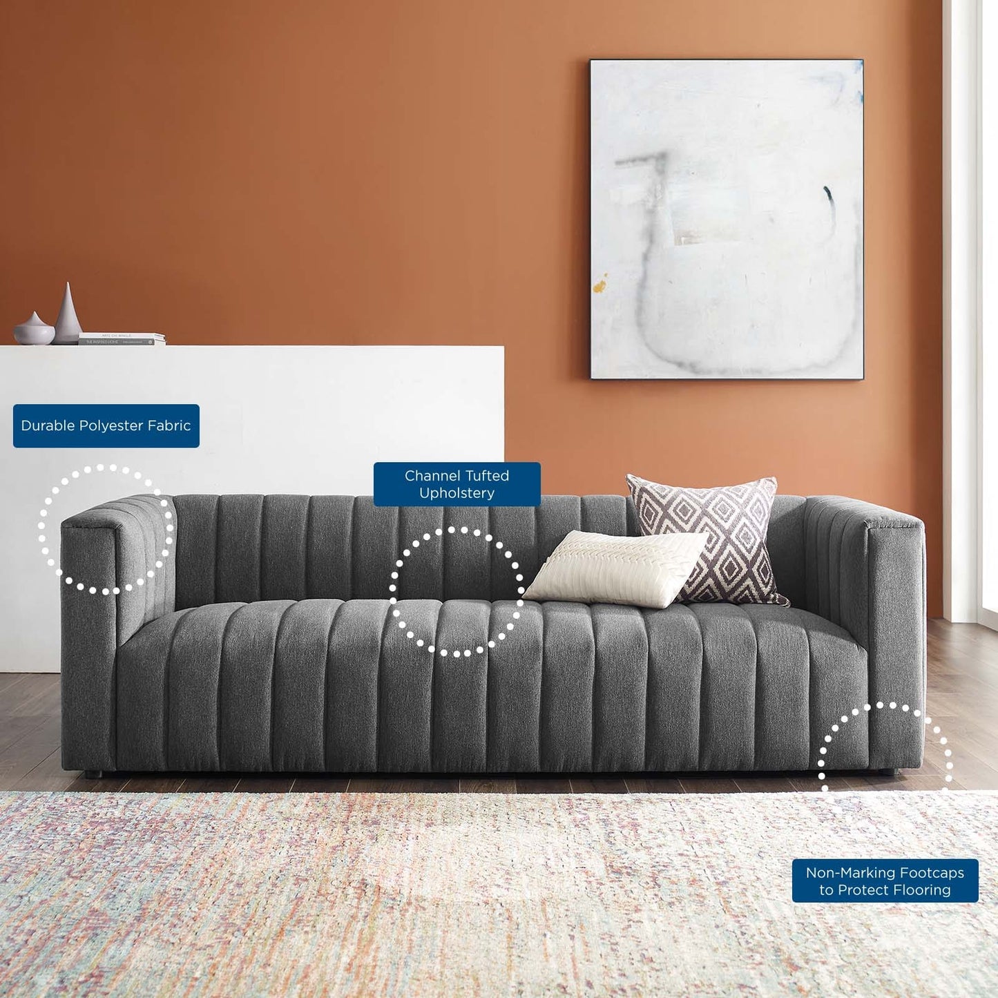 Modway Reflection Channel Tufted Upholstered Fabric Sofa | Sofas | Modishstore-18