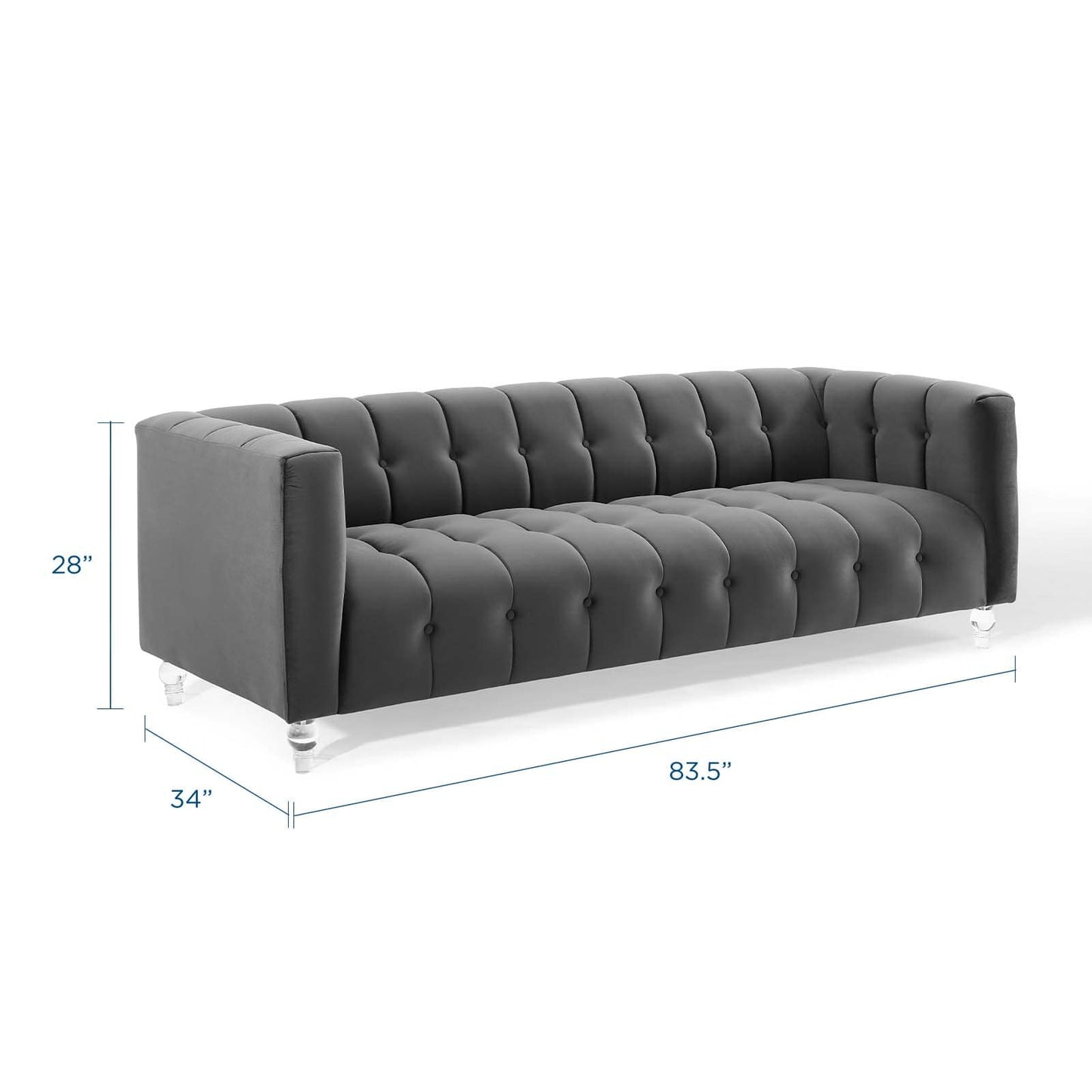 Modway Mesmer Channel Tufted Button Performance Velvet Sofa | Sofas | Modishstore-2