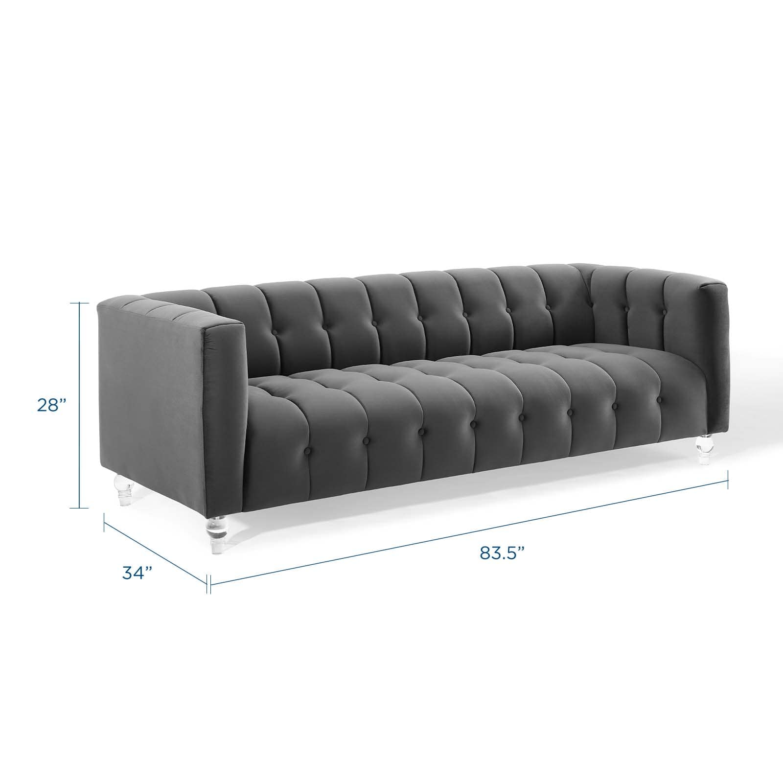 Modway Mesmer Channel Tufted Button Performance Velvet Sofa | Sofas | Modishstore-2