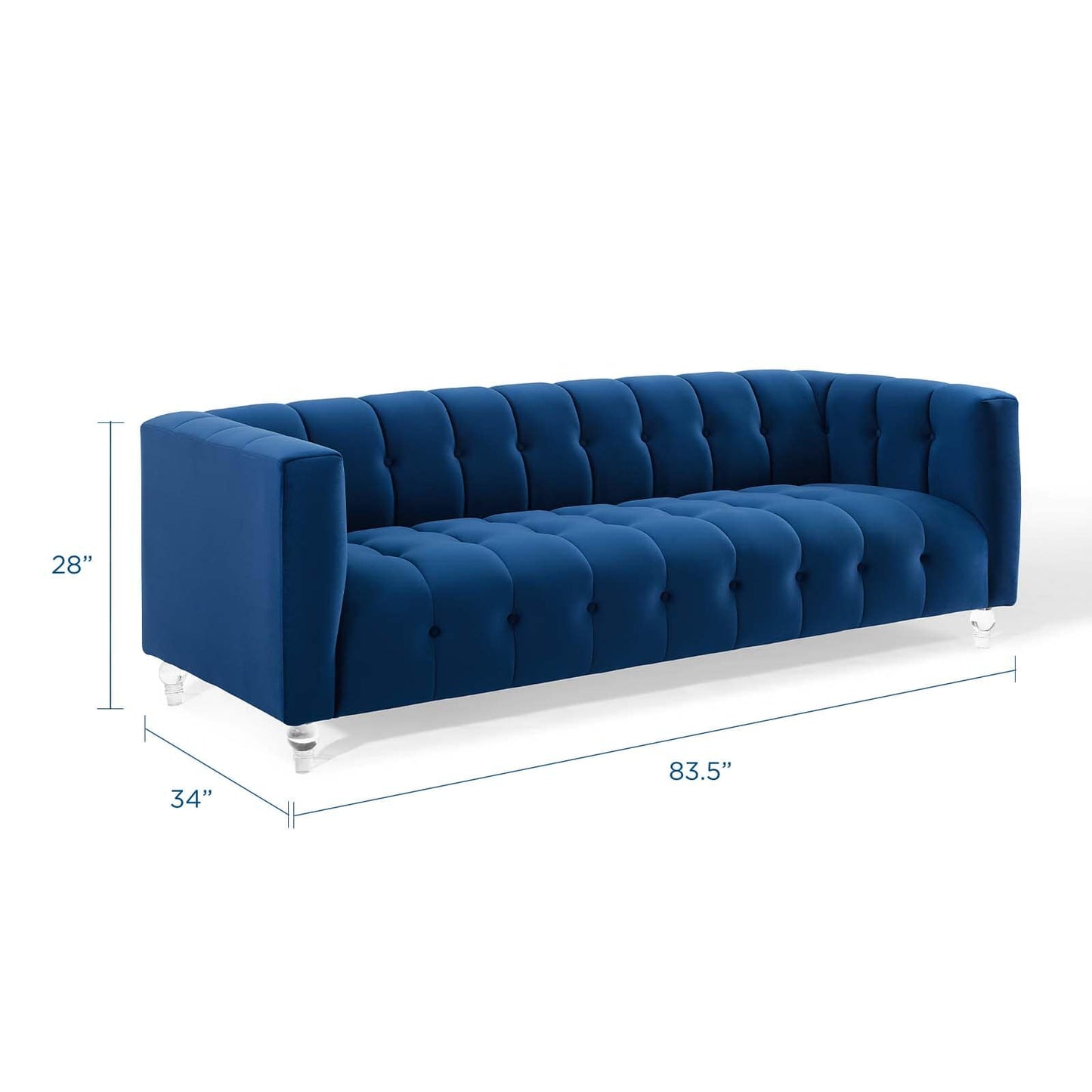 Modway Mesmer Channel Tufted Button Performance Velvet Sofa | Sofas | Modishstore-17