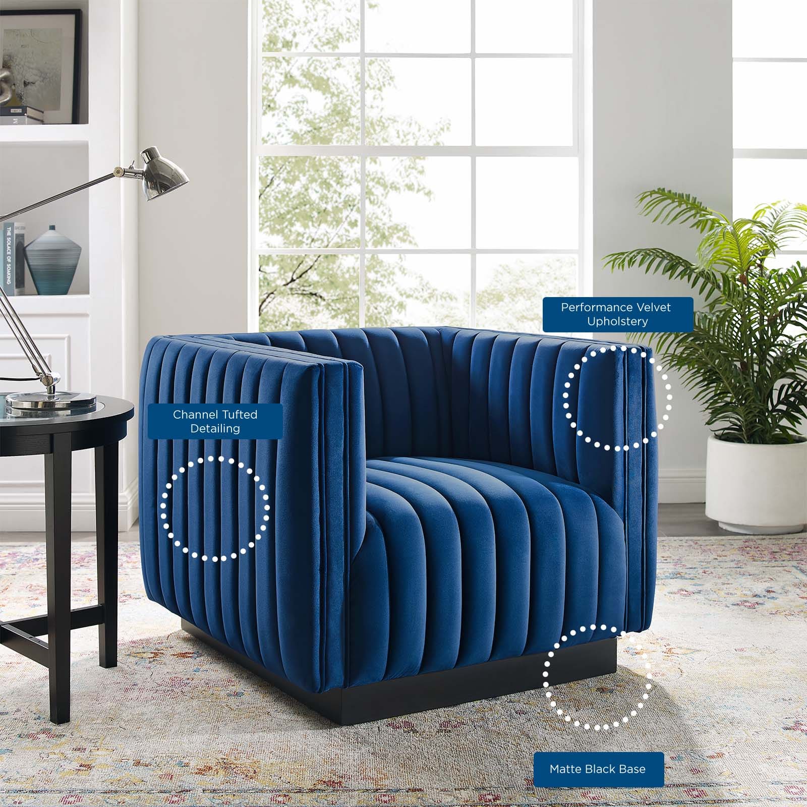 Modway Conjure Channel Tufted Performance Velvet Accent Armchair | Armchairs | 