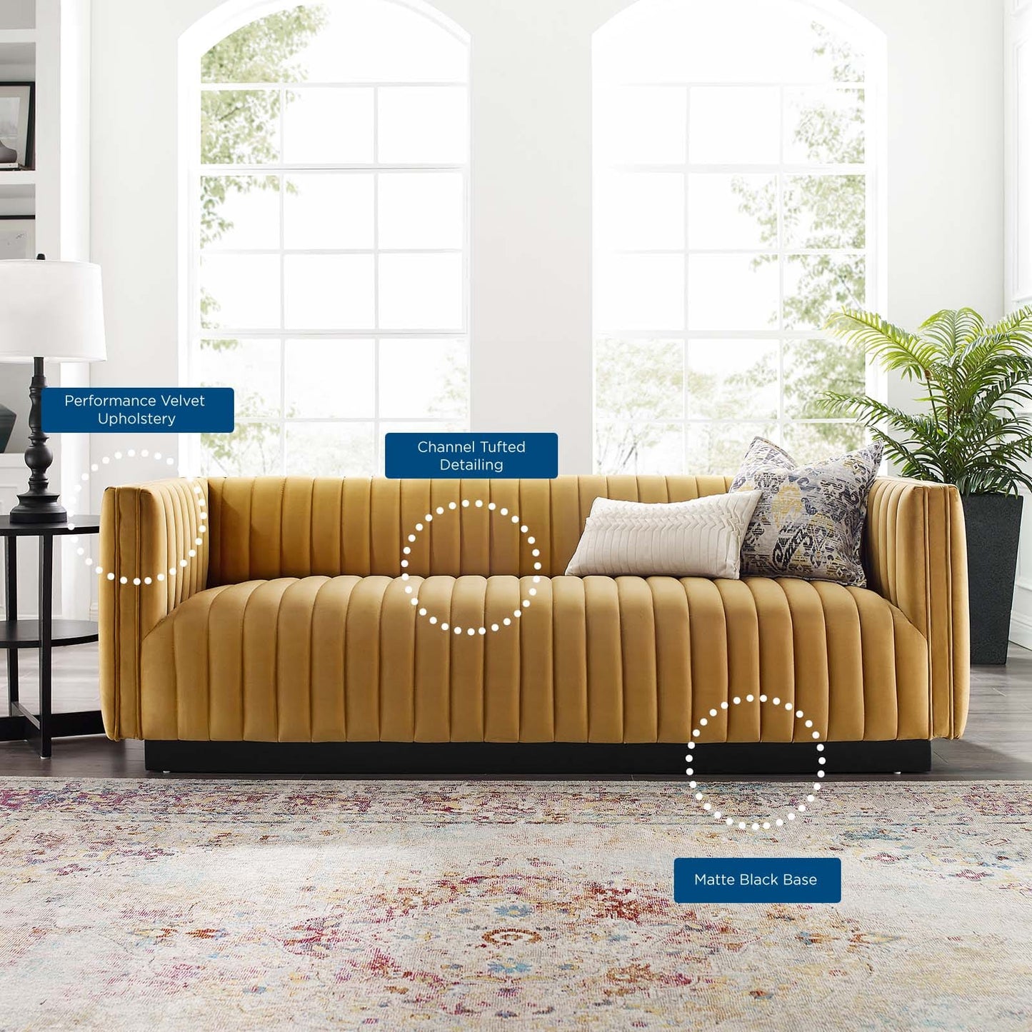 Modway Conjure Channel Tufted Velvet Sofa | Sofas | 