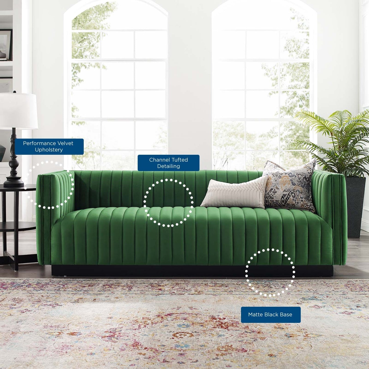 Modway Conjure Channel Tufted Velvet Sofa | Sofas | 