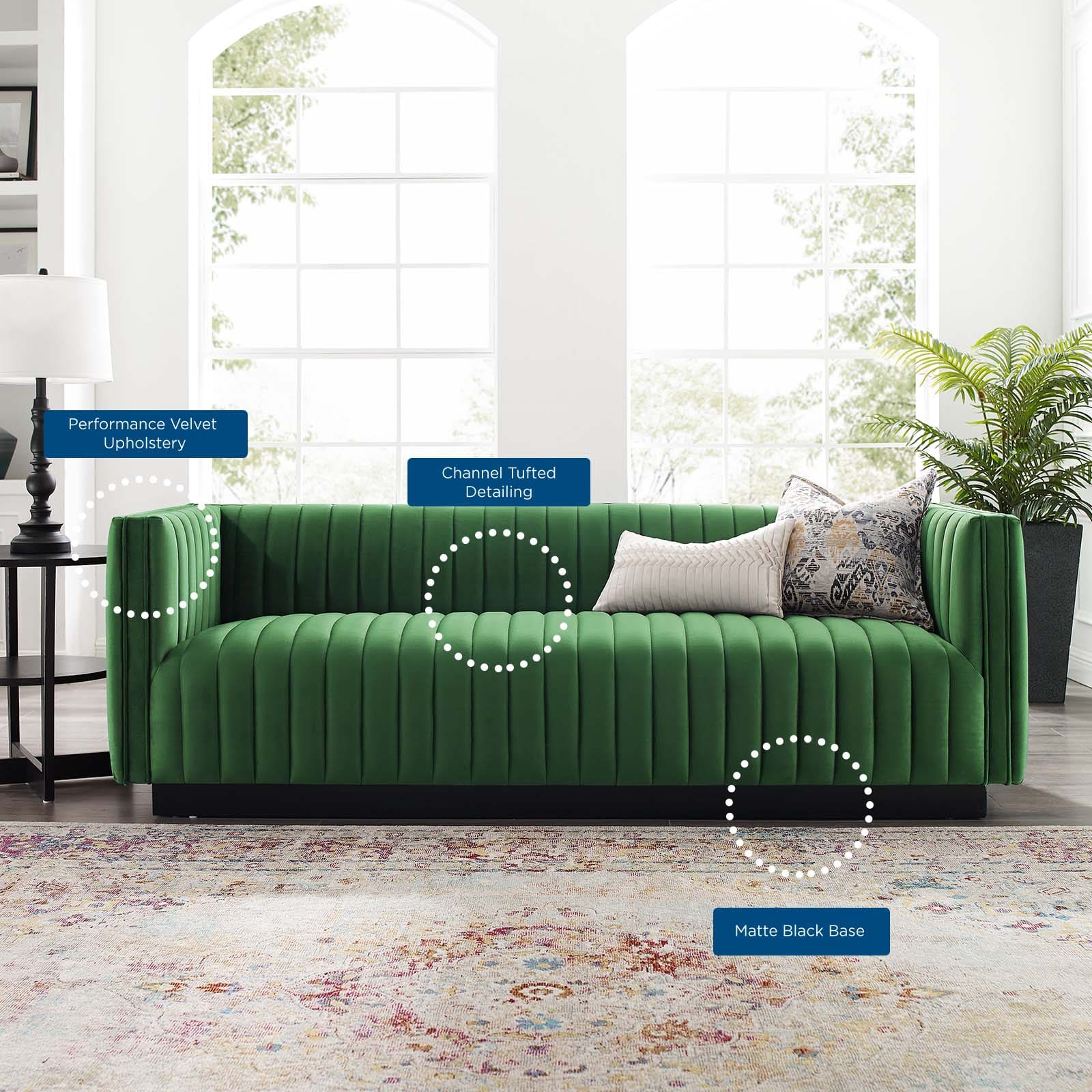 Modway Conjure Channel Tufted Velvet Sofa | Sofas | 