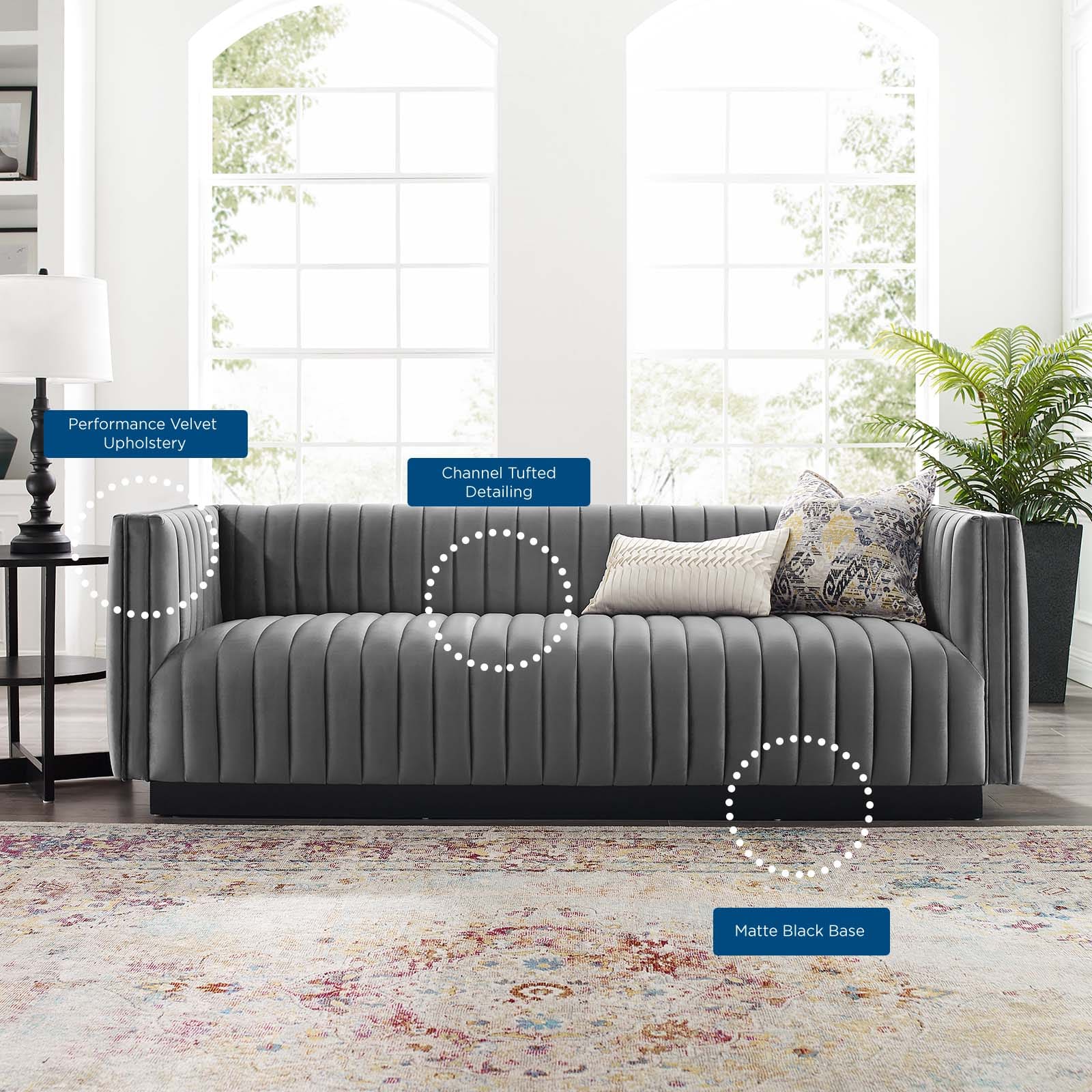 Modway Conjure Channel Tufted Velvet Sofa | Sofas | 