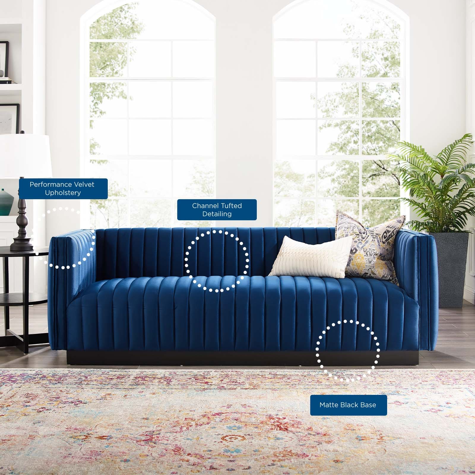 Modway Conjure Channel Tufted Velvet Sofa | Sofas | 