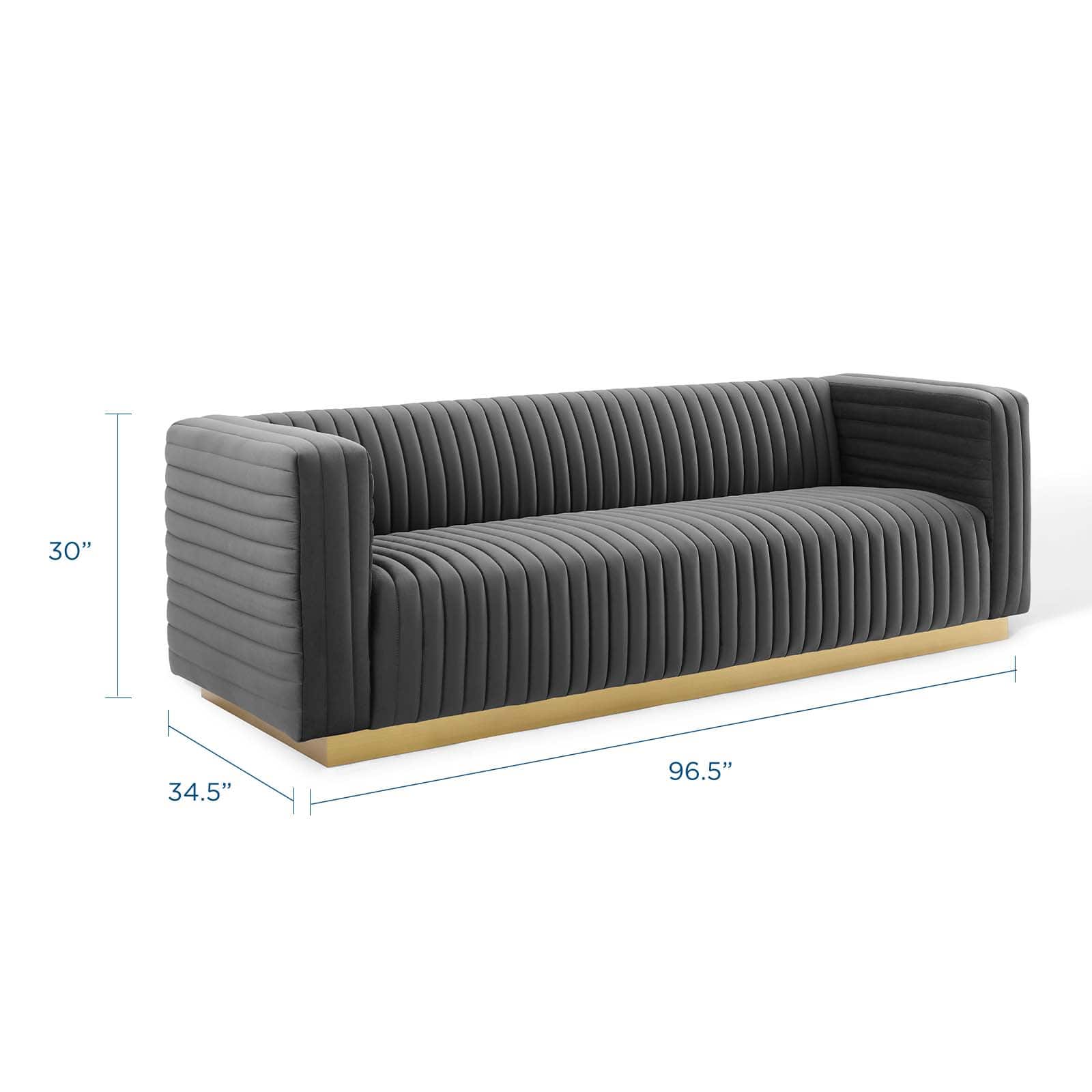 Modway Charisma Channel Tufted Performance Velvet Living Room Sofa | Sofas | 