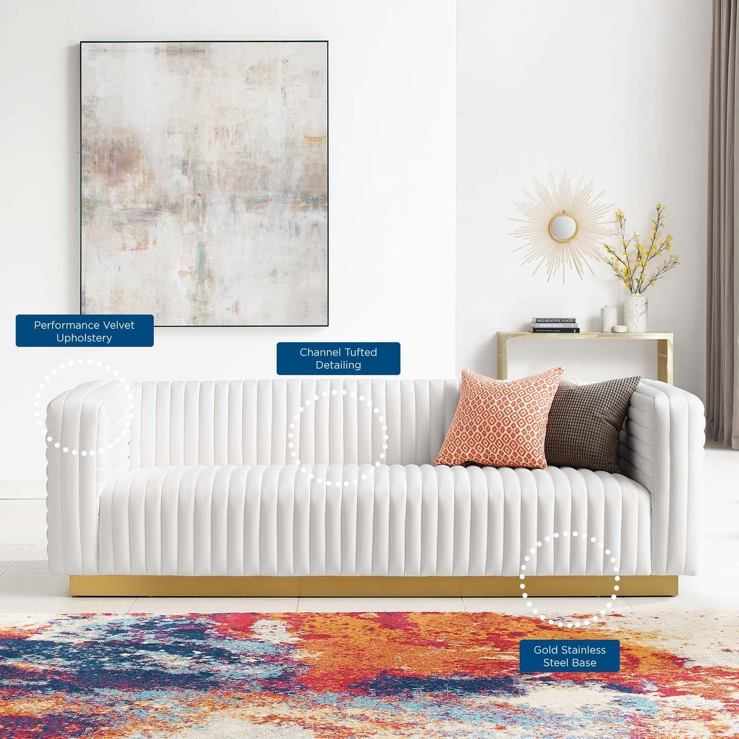 Modway Charisma Channel Tufted Performance Velvet Living Room Sofa | Sofas | 