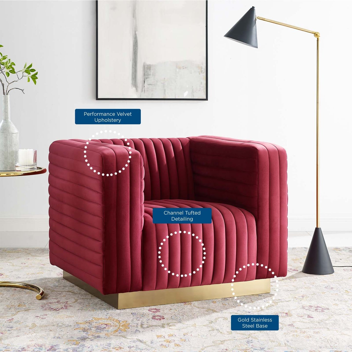 Modway Charisma Channel Tufted Performance Velvet Accent Armchair | Armchairs | 