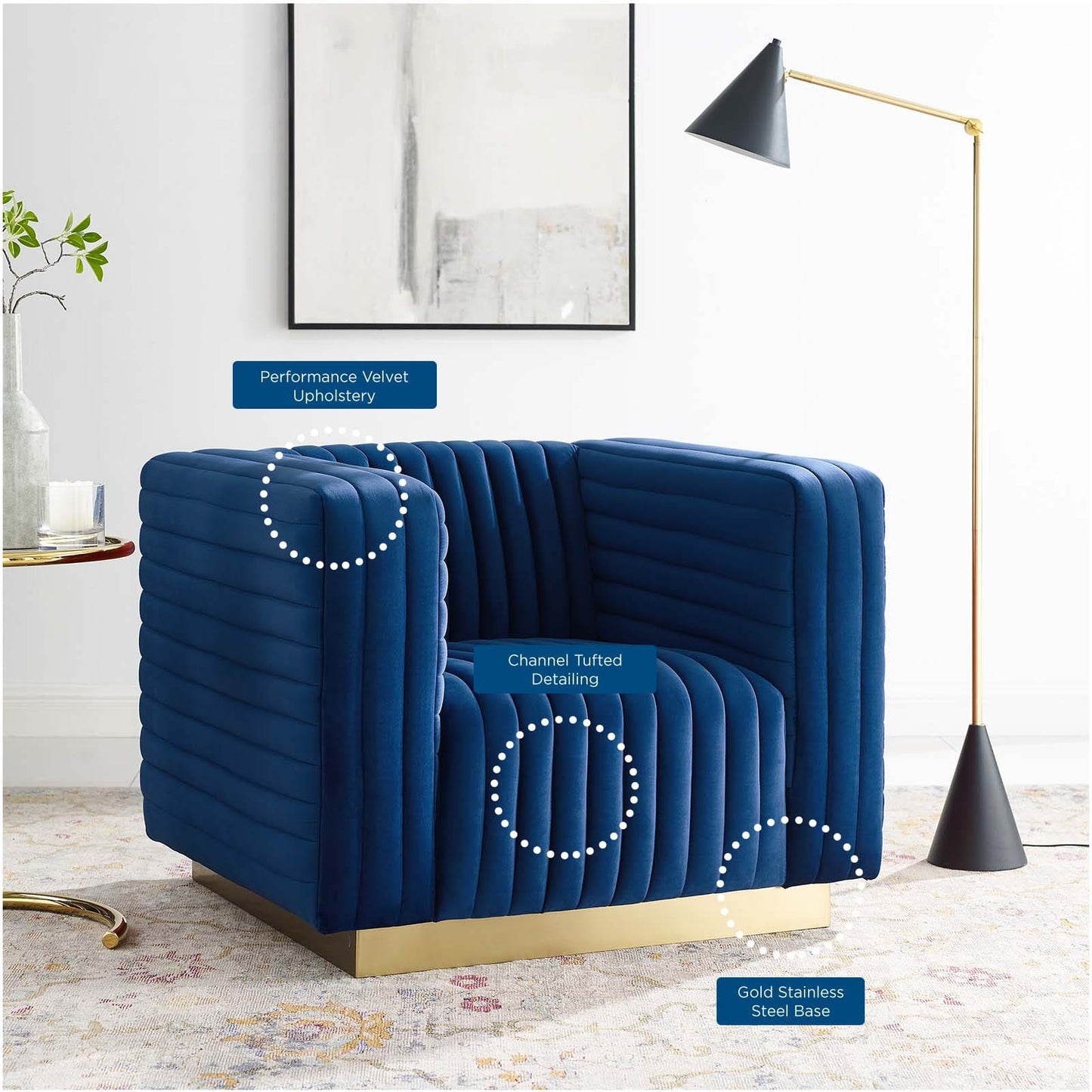 Modway Charisma Channel Tufted Performance Velvet Accent Armchair | Armchairs | 