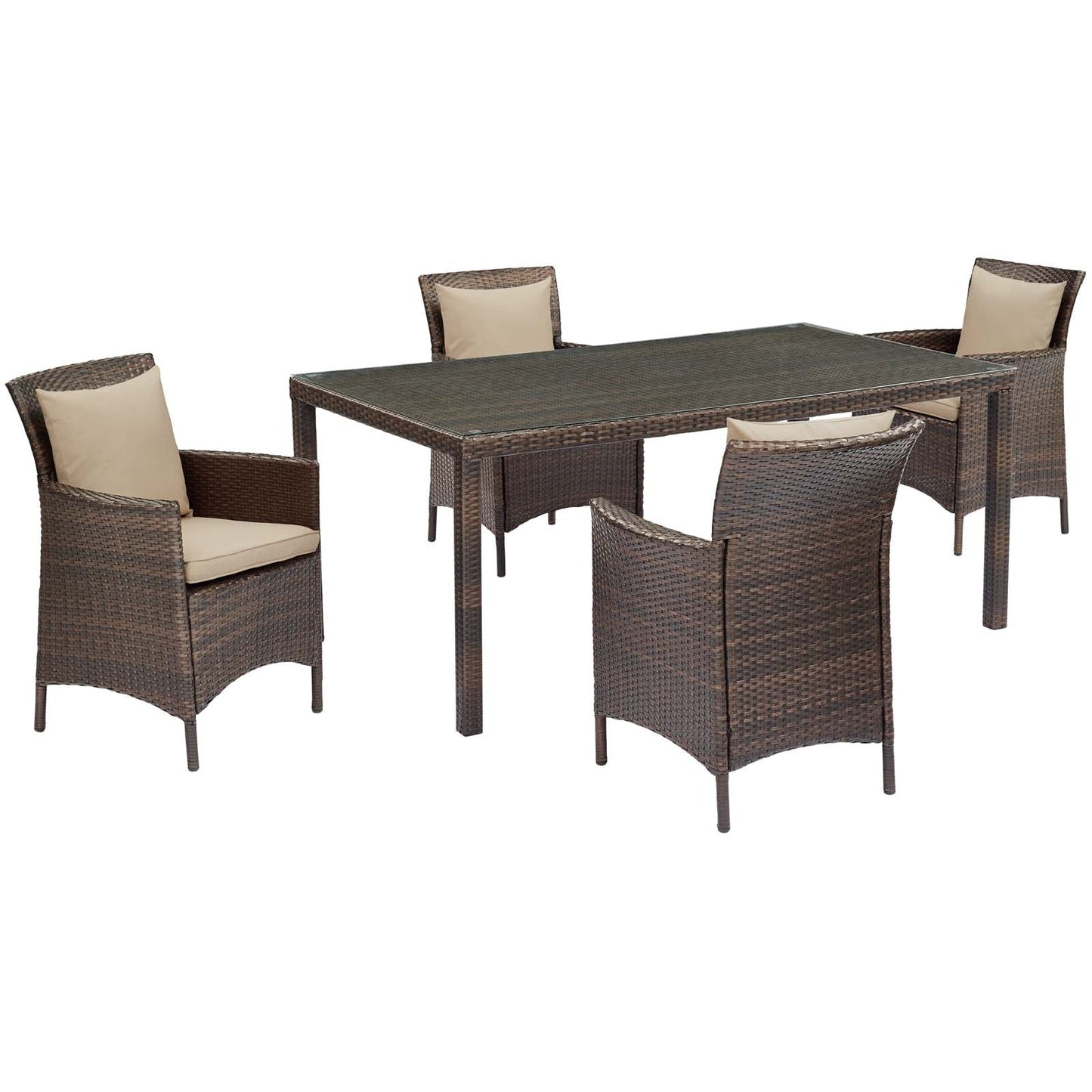 Modway Conduit 5 Piece Outdoor Patio Wicker Rattan Set | Outdoor Sofas, Loveseats & Sectionals | 