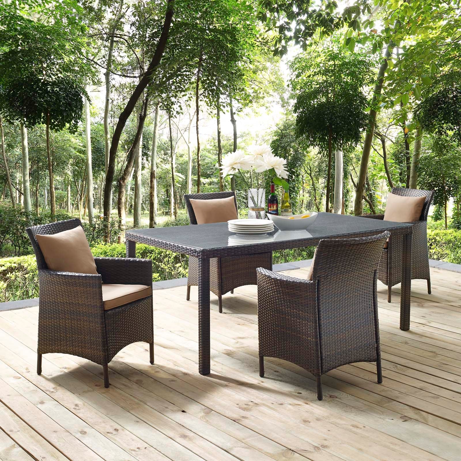 Modway Conduit 5 Piece Outdoor Patio Wicker Rattan Set | Outdoor Sofas, Loveseats & Sectionals | 