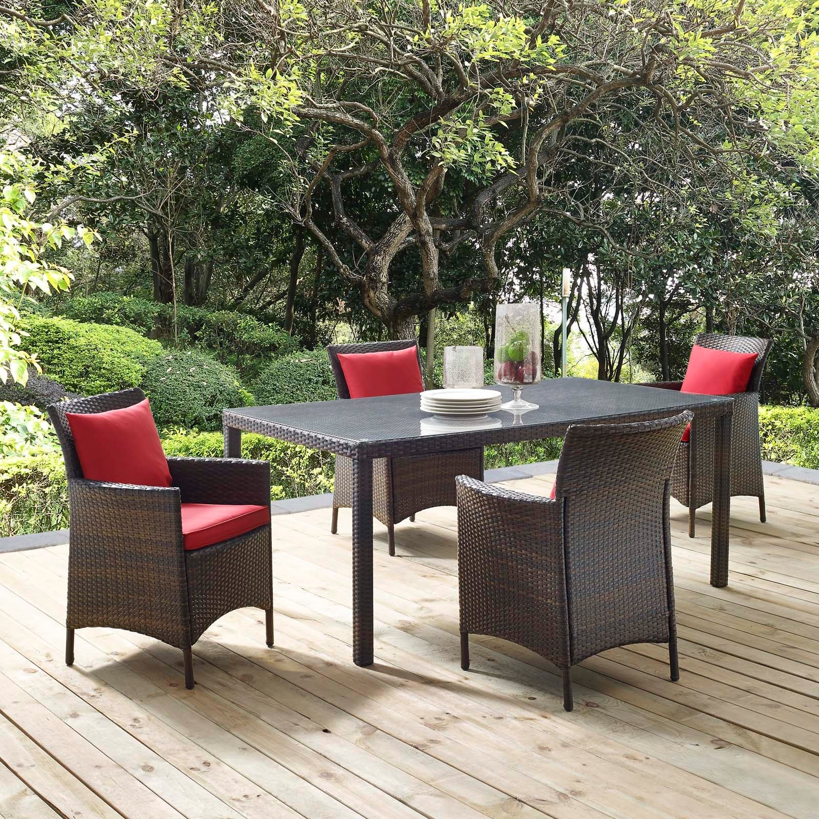 Modway Conduit 5 Piece Outdoor Patio Wicker Rattan Set | Outdoor Sofas, Loveseats & Sectionals | 