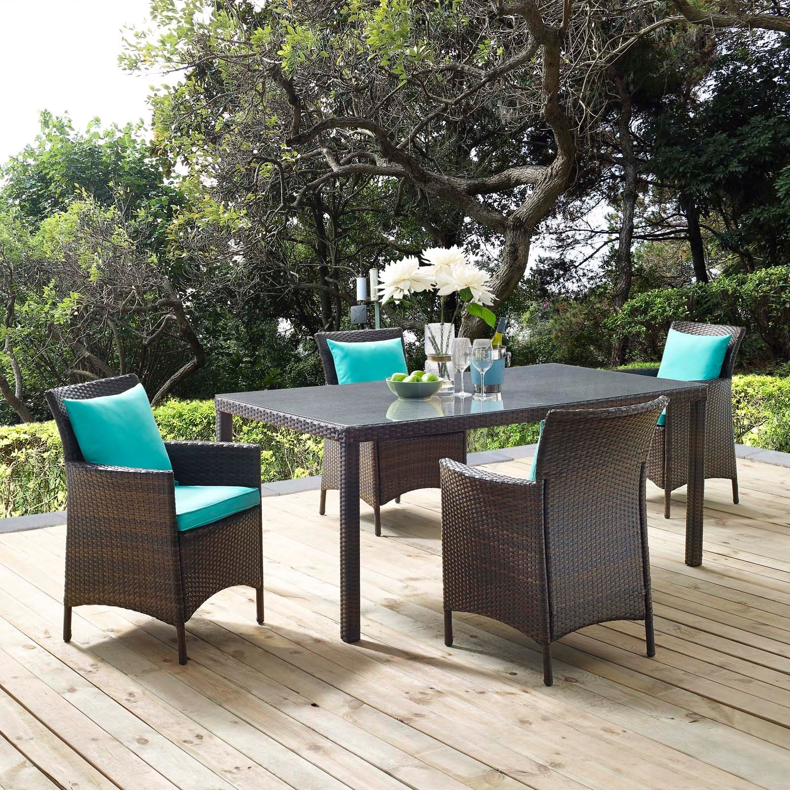 Modway Conduit 5 Piece Outdoor Patio Wicker Rattan Set | Outdoor Sofas, Loveseats & Sectionals | 