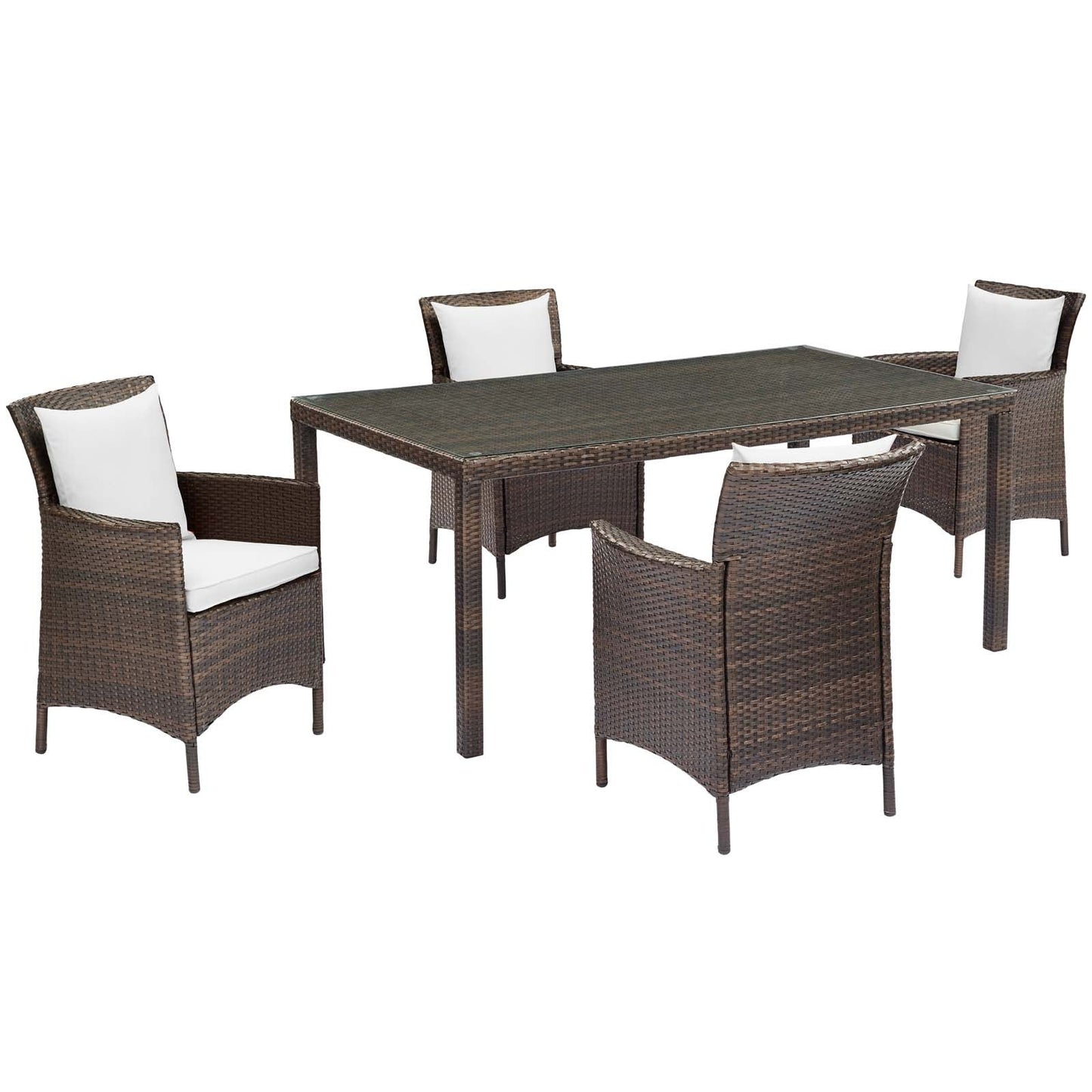 Modway Conduit 5 Piece Outdoor Patio Wicker Rattan Set | Outdoor Sofas, Loveseats & Sectionals | 