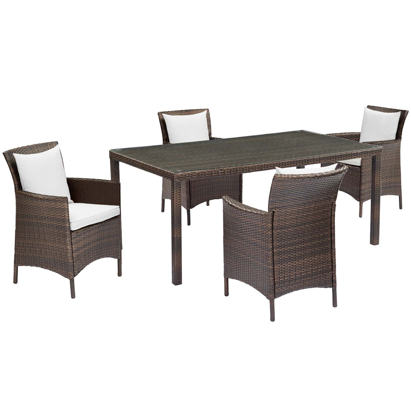 Modway Conduit 5 Piece Outdoor Patio Wicker Rattan Set | Outdoor Sofas, Loveseats & Sectionals | 
