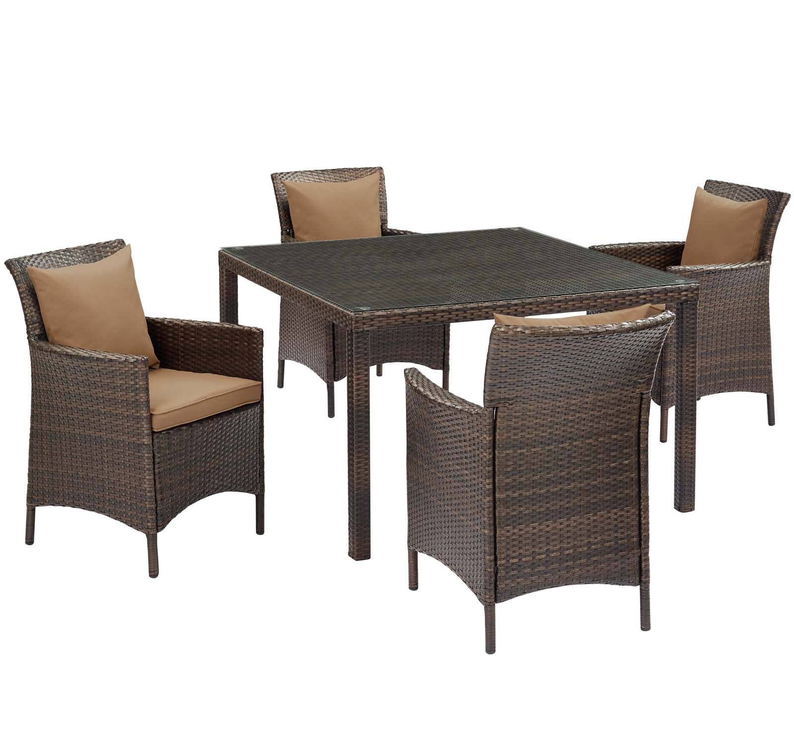 Modway Conduit 5 Piece Outdoor Patio Wicker Rattan Set | Outdoor Sofas, Loveseats & Sectionals | 