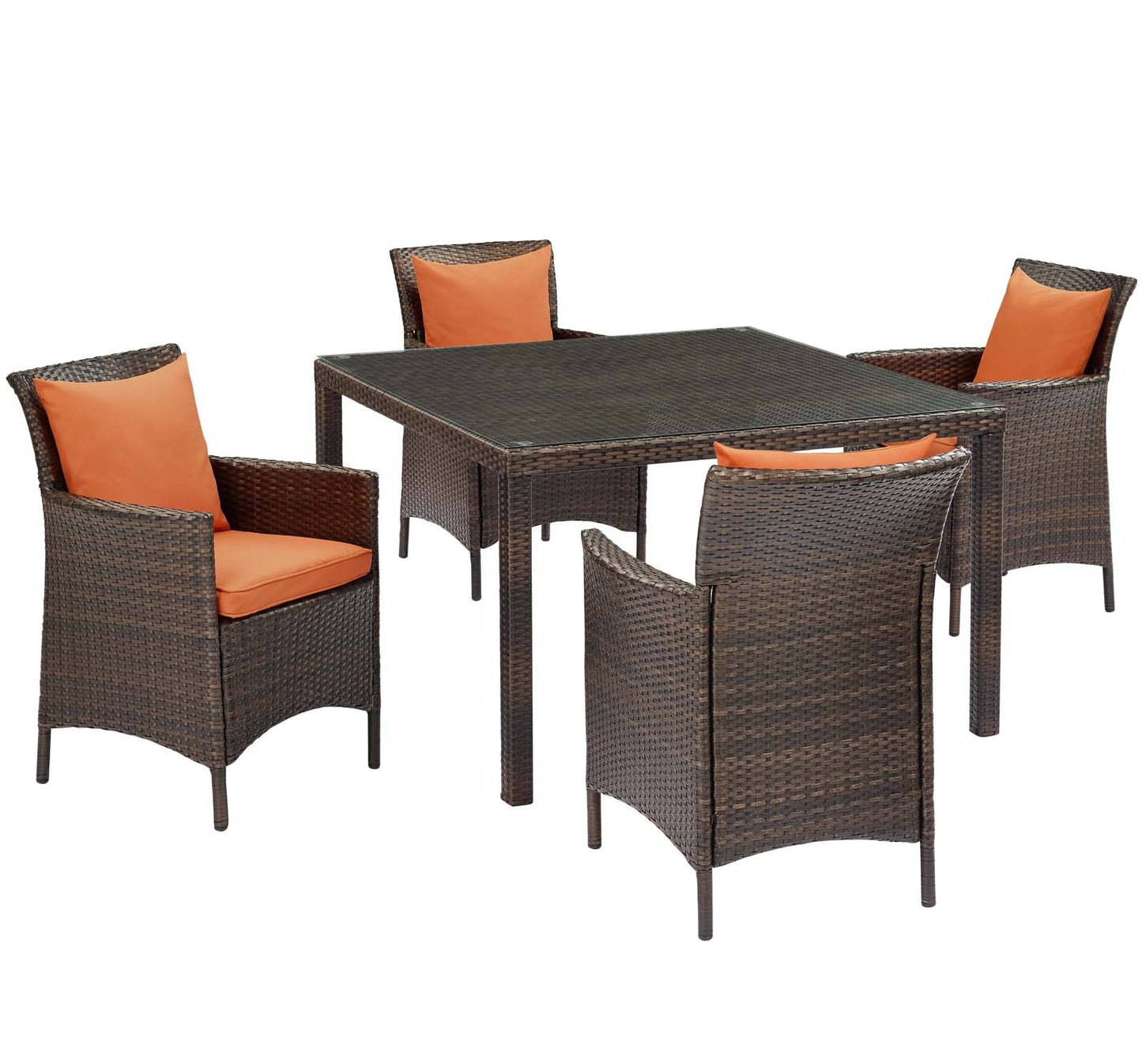 Modway Conduit 5 Piece Outdoor Patio Wicker Rattan Set | Outdoor Sofas, Loveseats & Sectionals | 