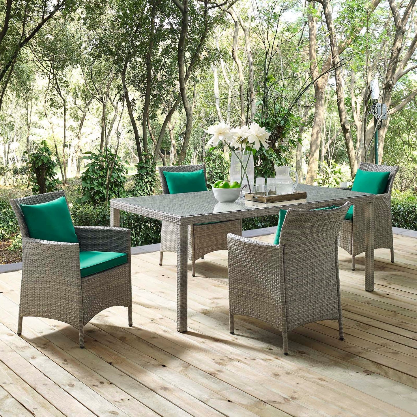 Modway Conduit 5 Piece Outdoor Patio Wicker Rattan Dining Set - EEI-3894