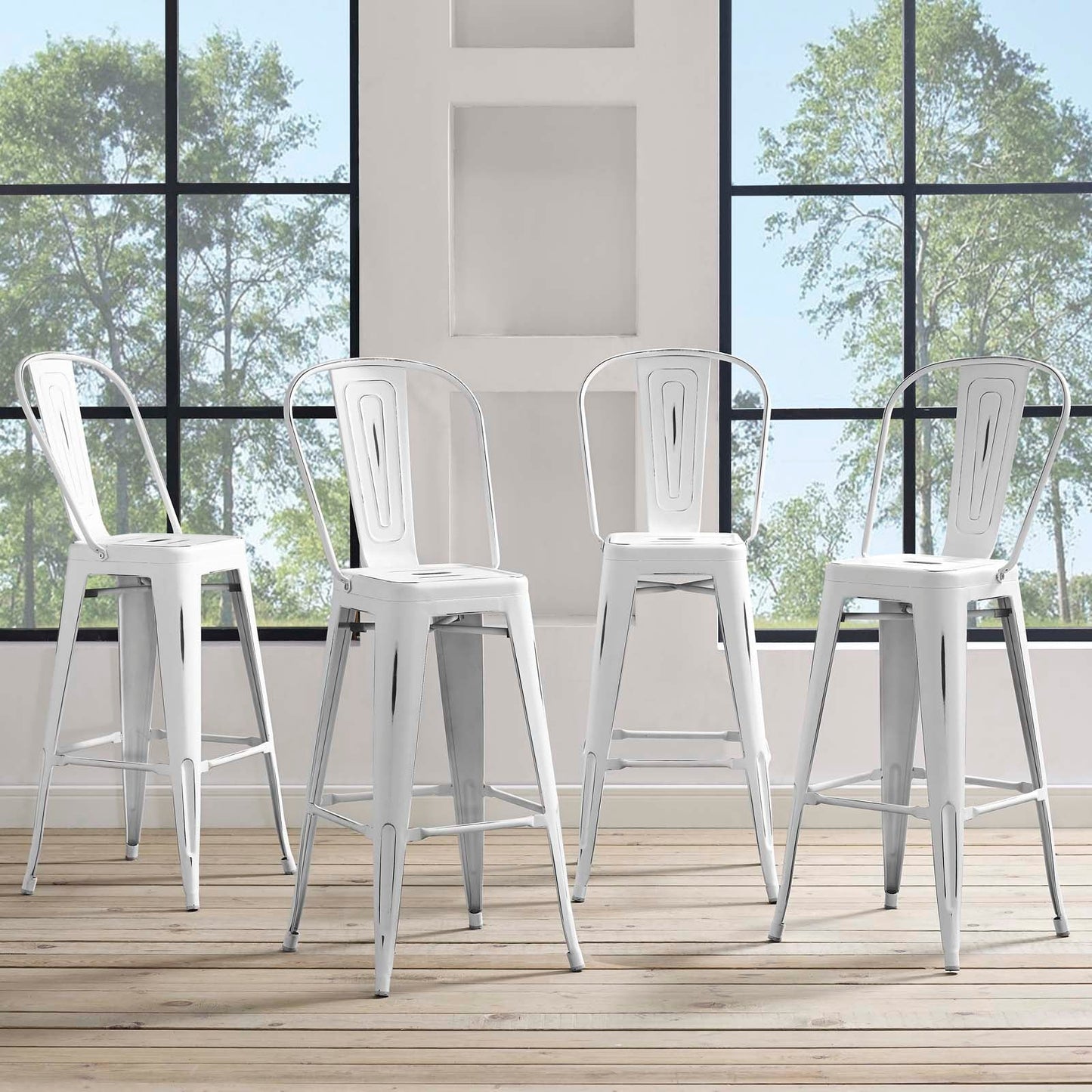 Promenade Bar Side Stool Metal Set of 4 By Modway - EEI-3898 | Bar Stools | Modishstore