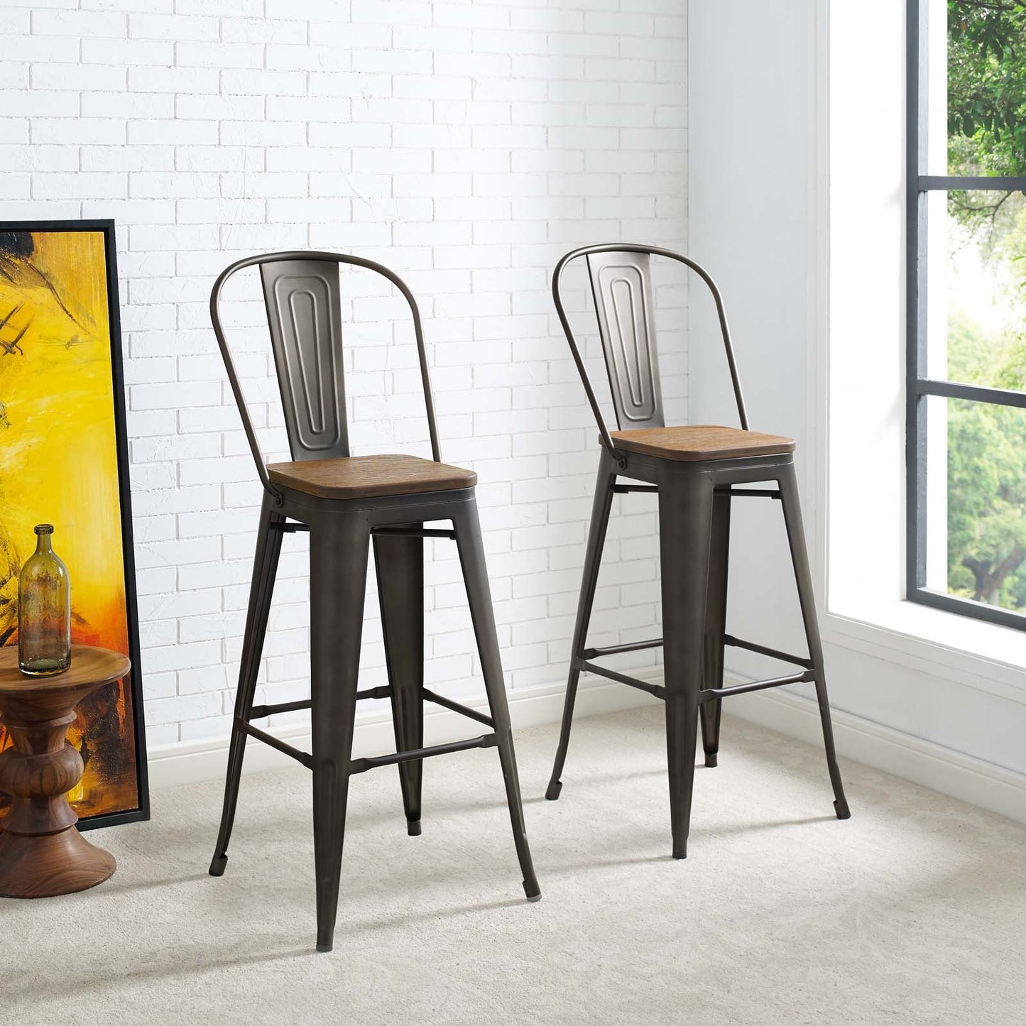 Promenade Bar Stool Metal Set of 2 By Modway - EEI-3899 | Bar Stools | Modishstore
