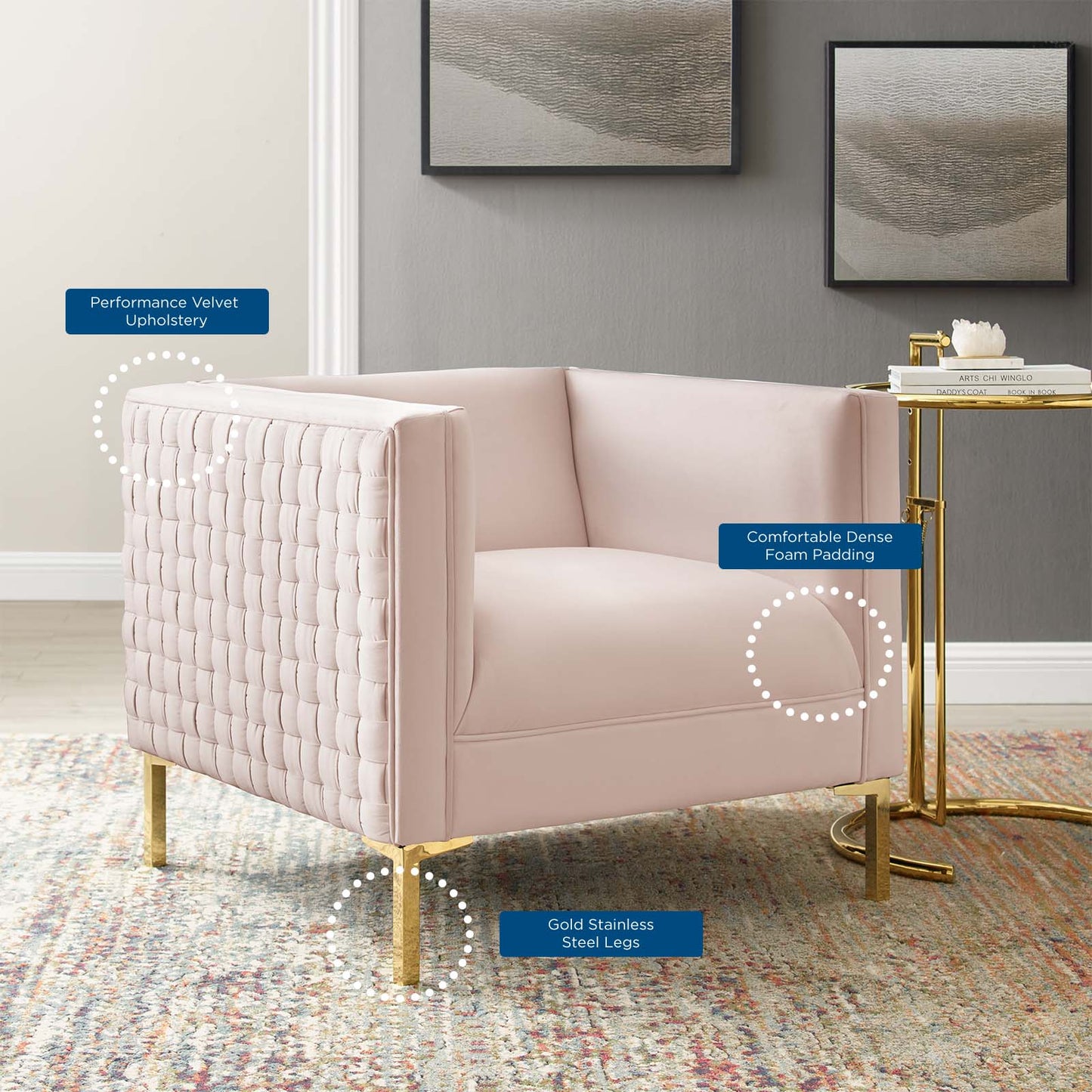 Resonate Performance Velvet Armchair By Modway - EEI-3916 | Armchairs | Modishstore - 9