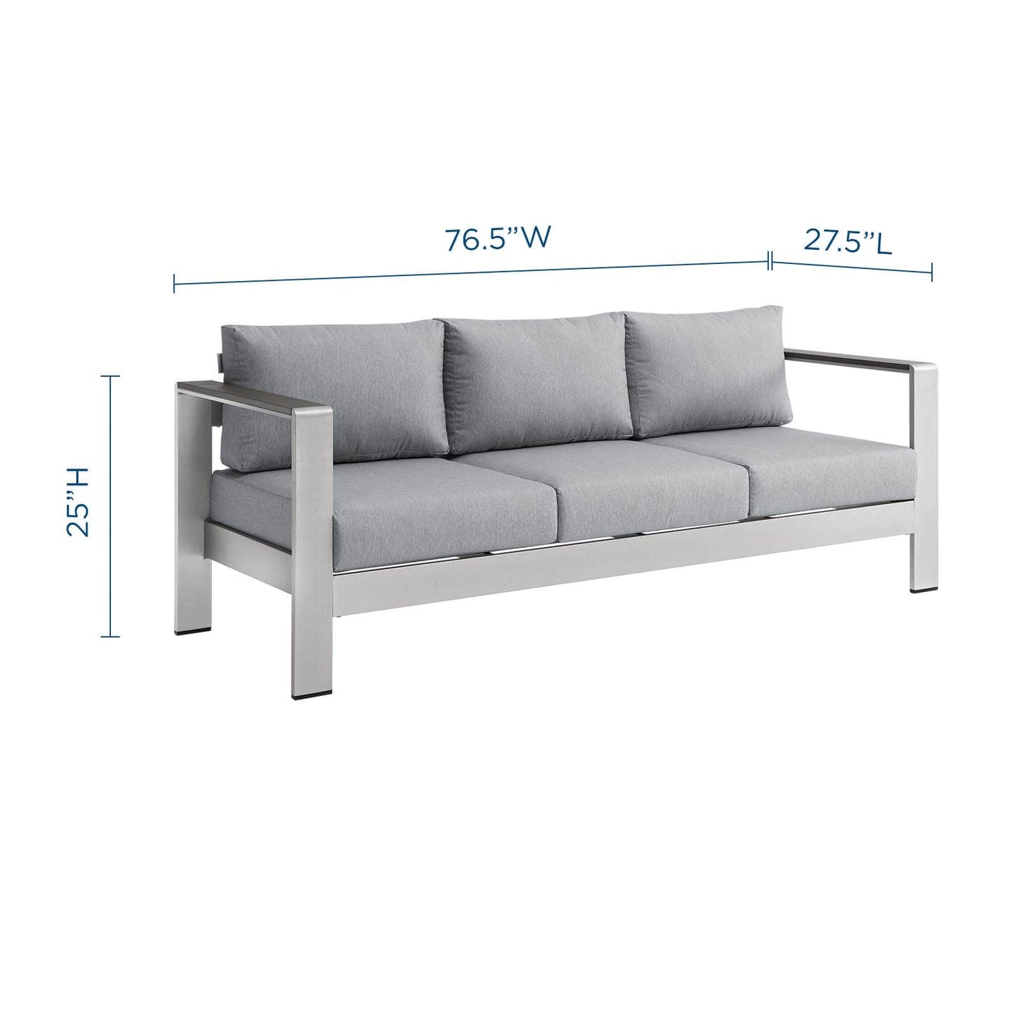 Modway Shore Outdoor Patio Aluminum Sofa | Outdoor Sofas, Loveseats & Sectionals | Modishstore-13