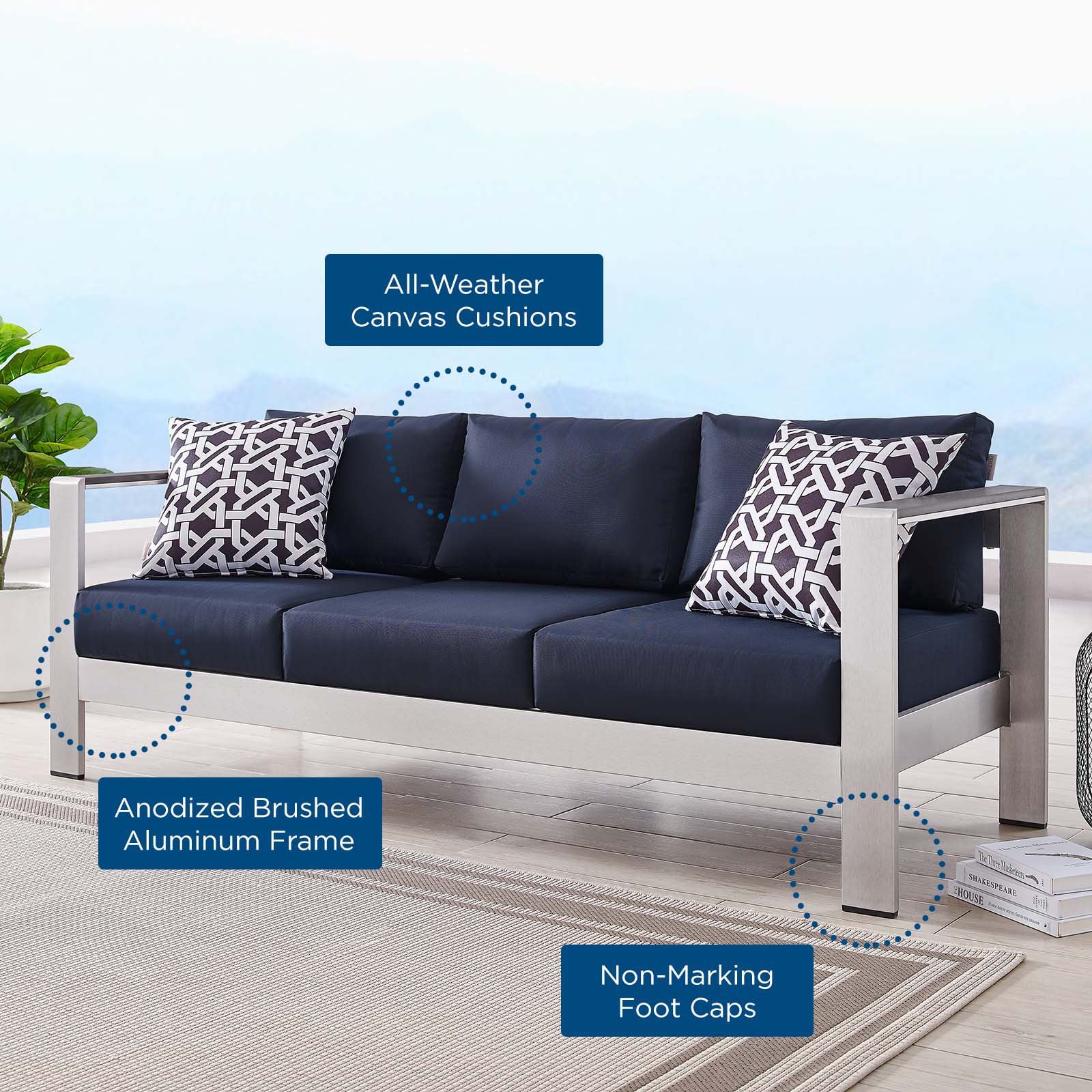Modway Shore Outdoor Patio Aluminum Sofa | Outdoor Sofas, Loveseats & Sectionals | Modishstore-27