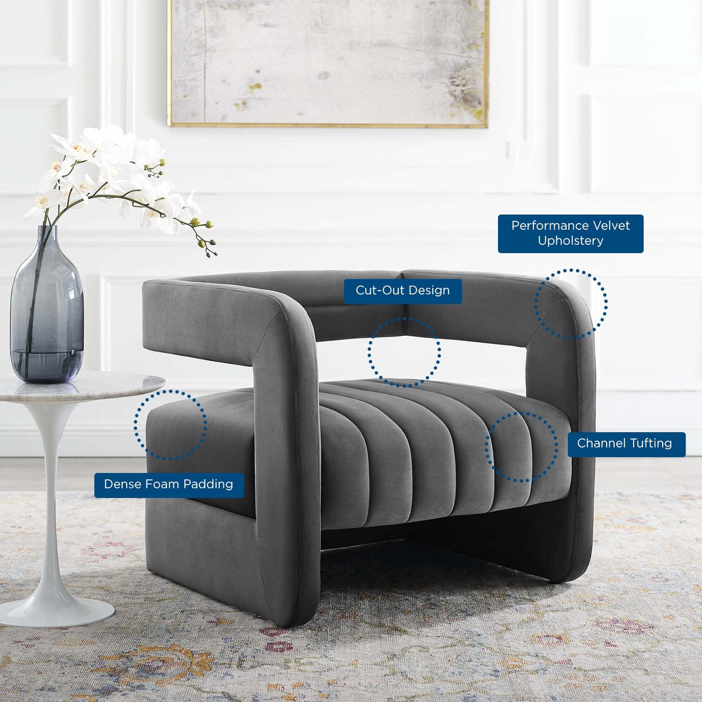 Modway Range Tufted Performance Velvet Accent Armchair | Armchairs | Modishstore-8