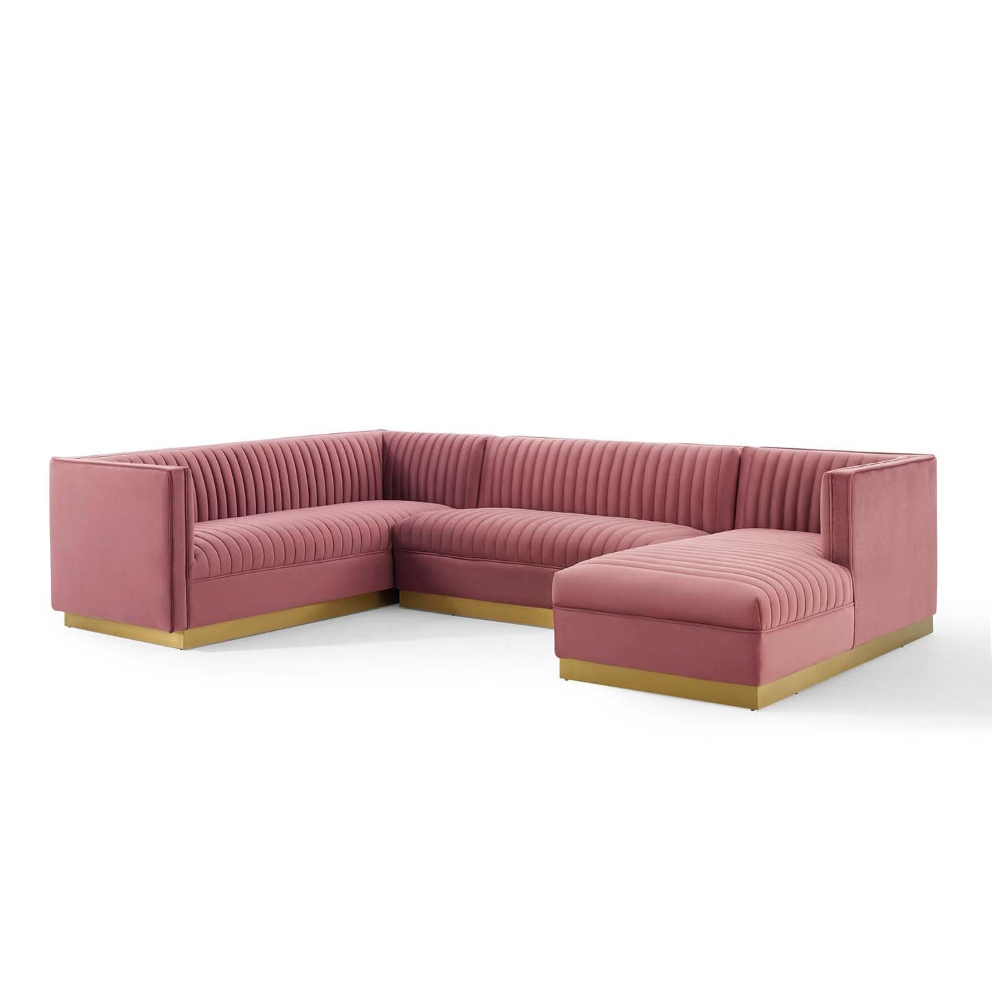 Modway Sanguine 3 Piece Performance Velvet Sectional Sofa Set | Sofas | Modishstore-3