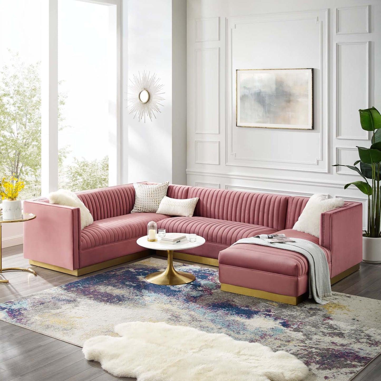 Modway Sanguine 3 Piece Performance Velvet Sectional Sofa Set | Sofas | Modishstore