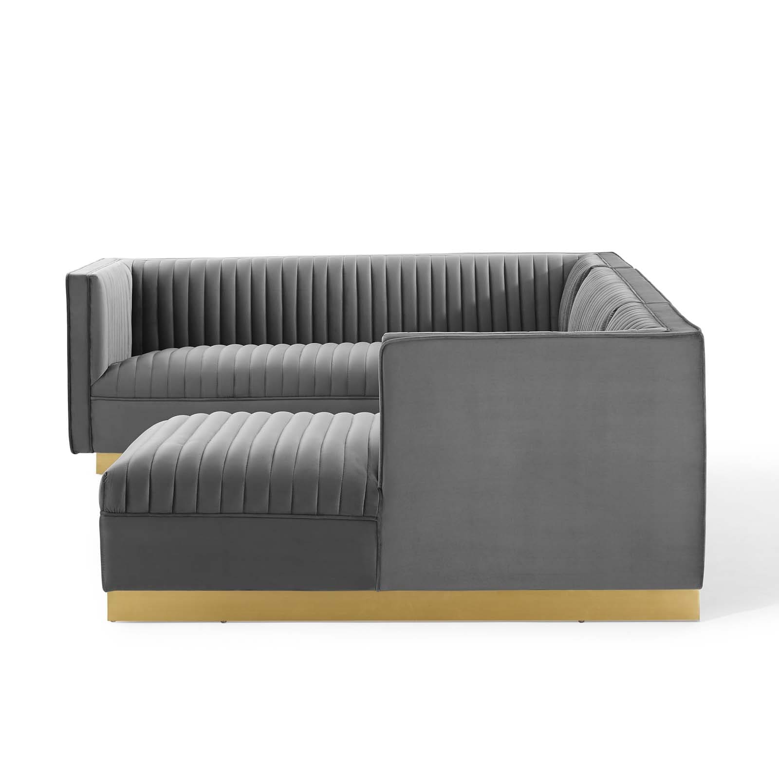 Modway Sanguine 3 Piece Performance Velvet Sectional Sofa Set | Sofas | Modishstore-12