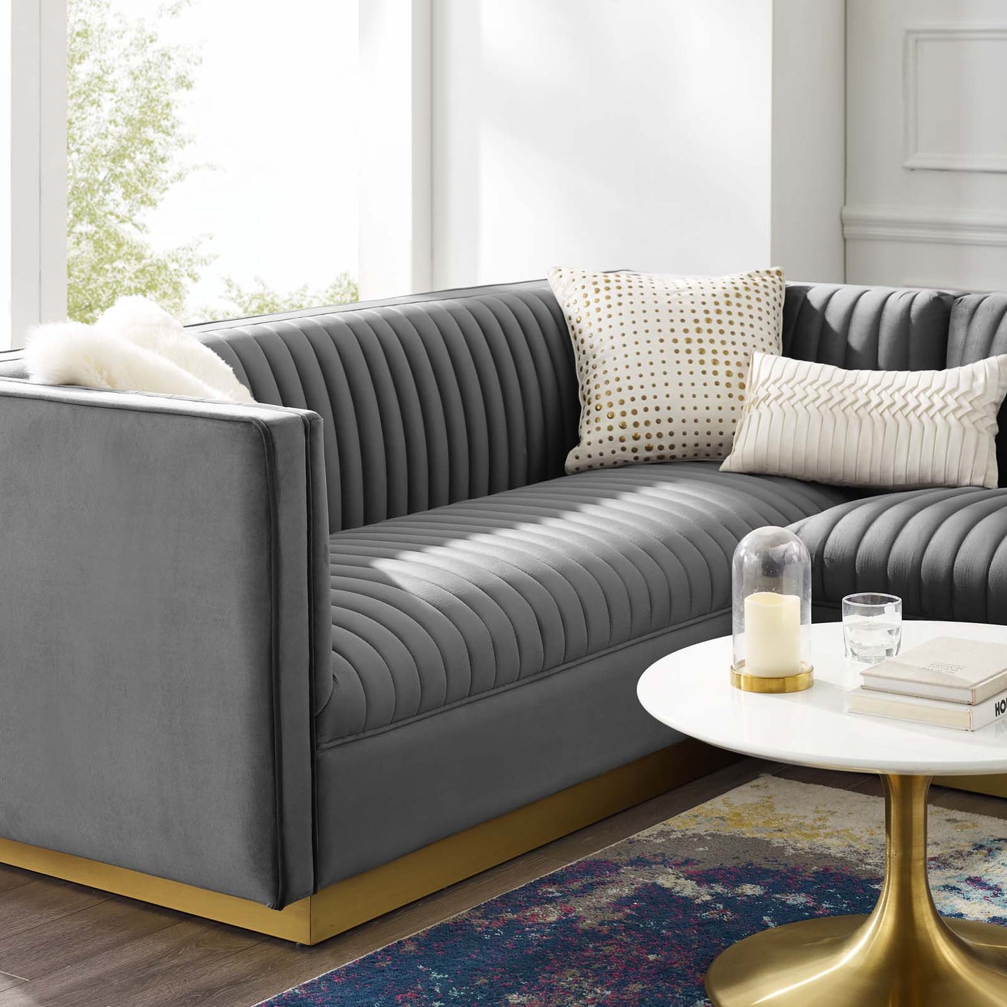 Modway Sanguine 3 Piece Performance Velvet Sectional Sofa Set | Sofas | Modishstore-9