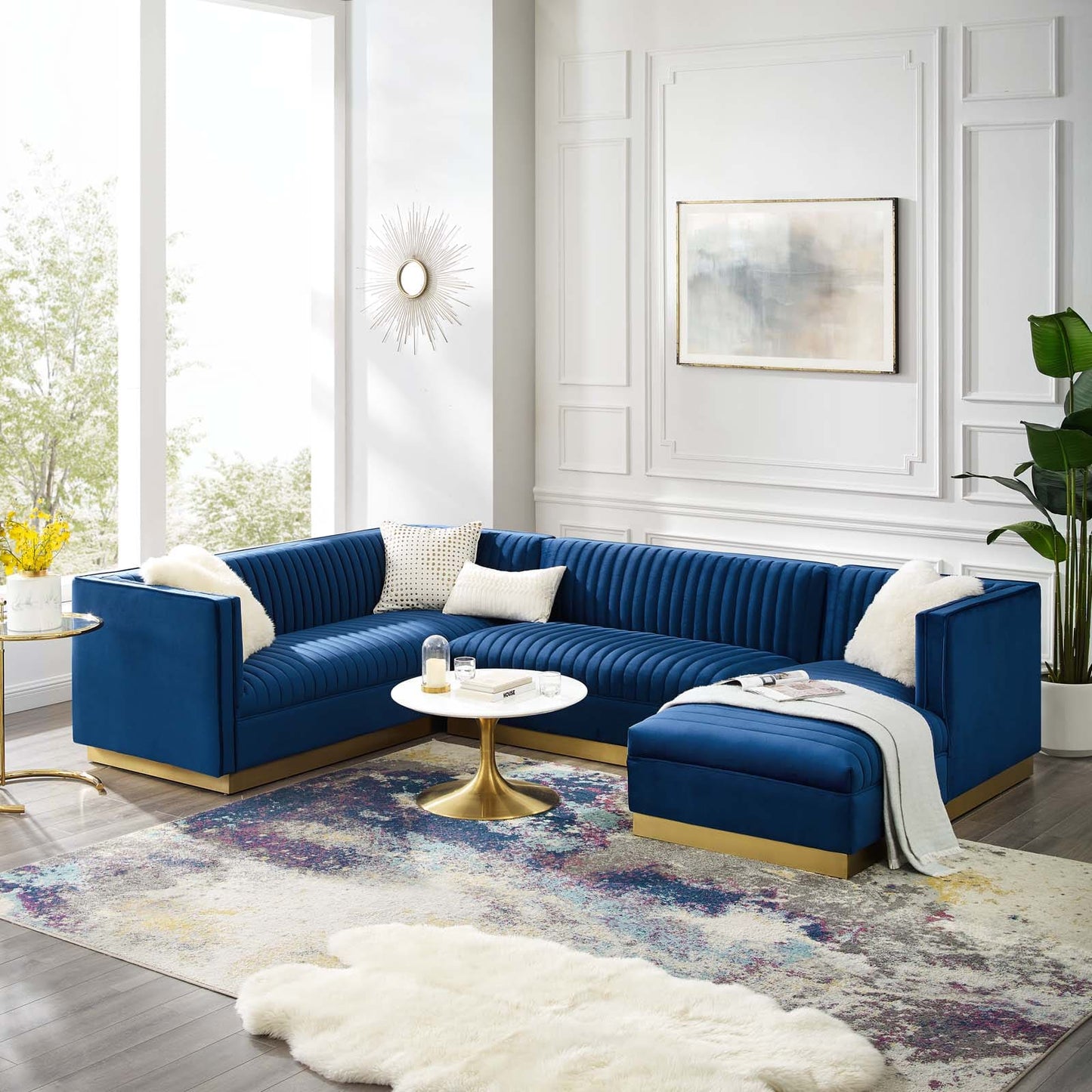 Modway Sanguine 3 Piece Performance Velvet Sectional Sofa Set | Sofas | Modishstore-15