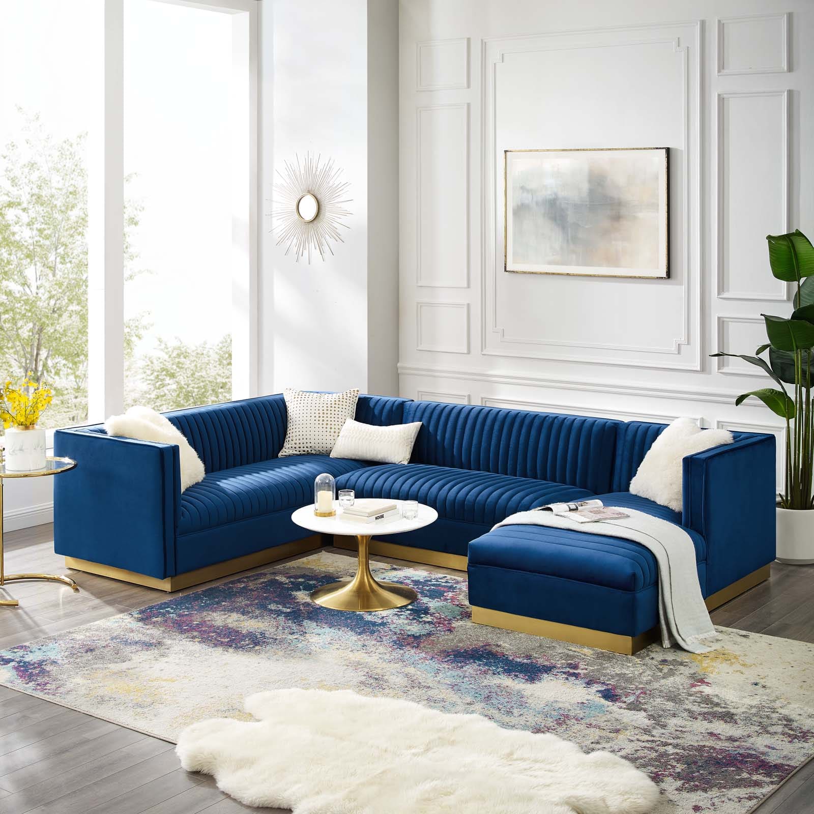 Modway Sanguine 3 Piece Performance Velvet Sectional Sofa Set | Sofas | Modishstore-15