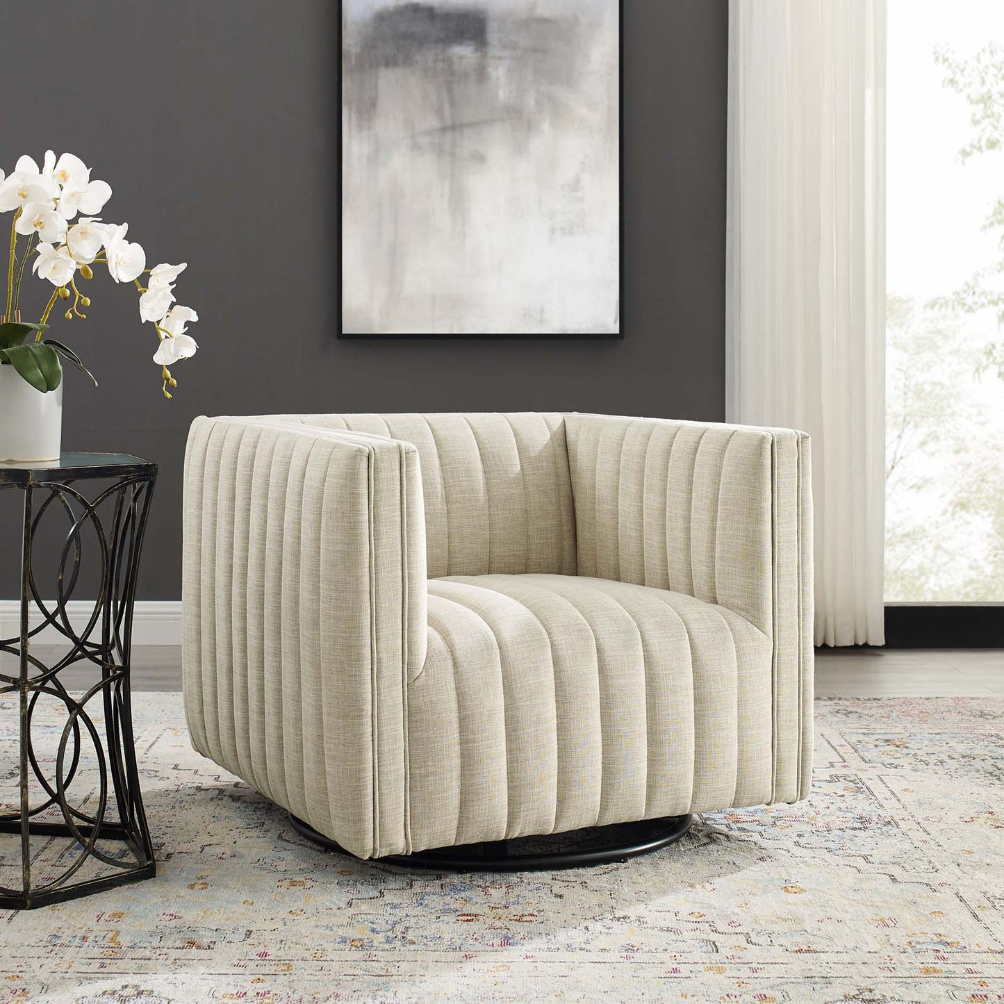 Modway Perception Tufted Swivel Upholstered Armchair | Armchairs | Modishstore-10