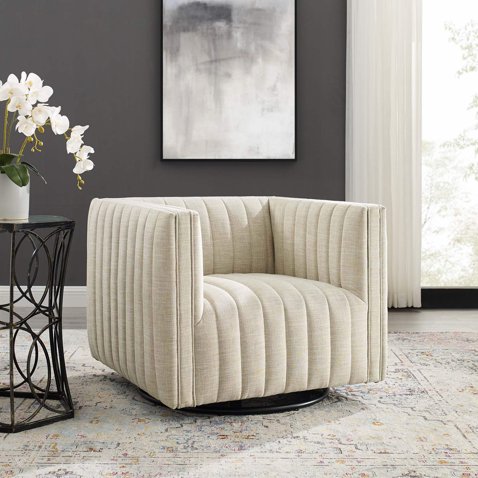 Modway Perception Tufted Swivel Upholstered Armchair | Armchairs | Modishstore-10
