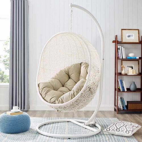 Modway Hide Outdoor Patio Sunbrella Swing Chair With Stand | Outdoor Porch Swings | 