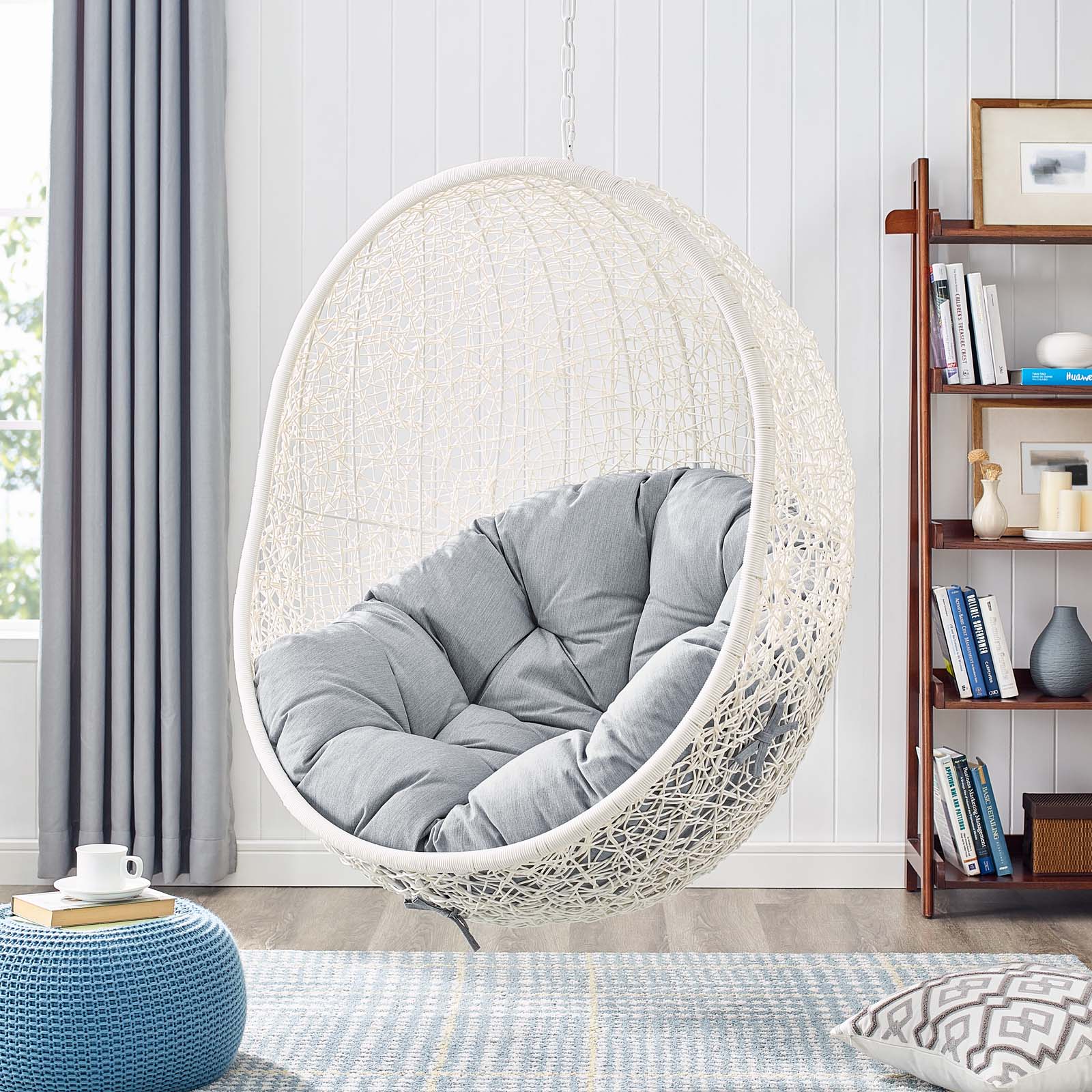 Modway Hide Outdoor Patio Sunbrella Swing Chair With Stand | Outdoor Porch Swings | 