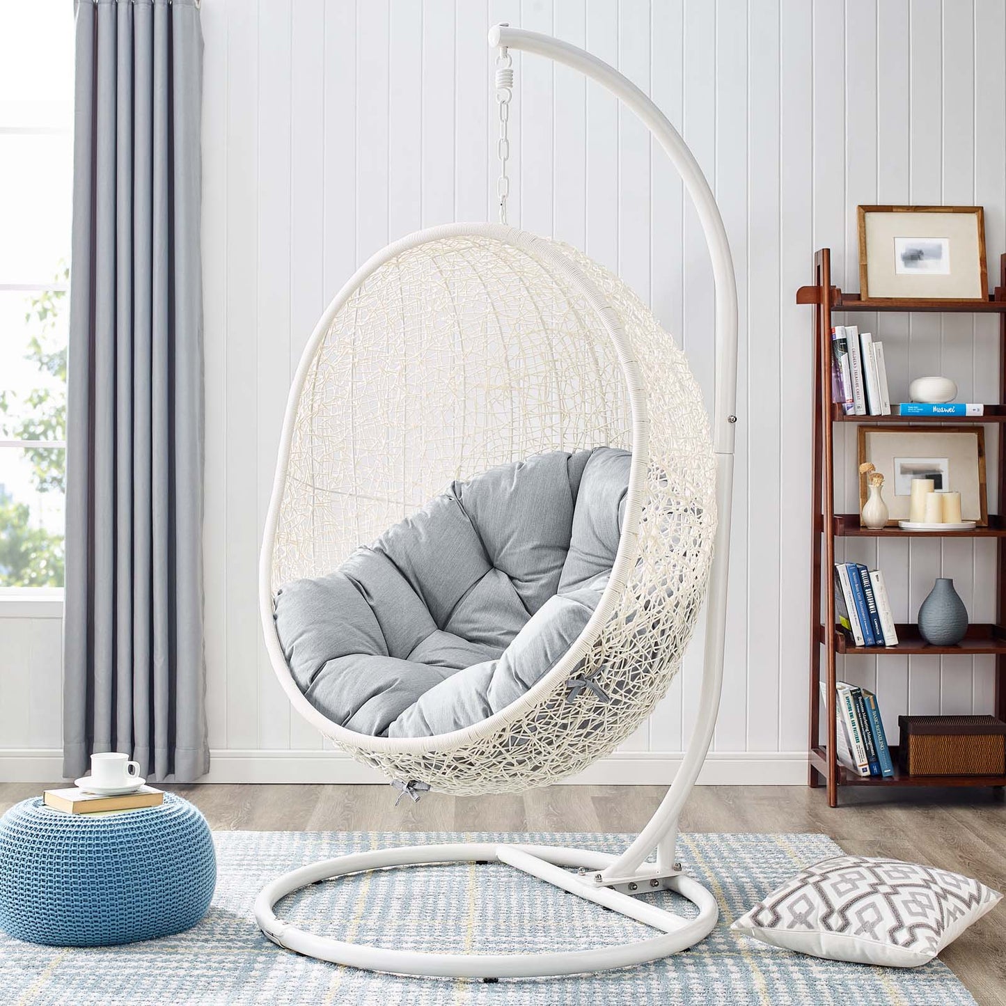 Modway Hide Outdoor Patio Sunbrella Swing Chair With Stand | Outdoor Porch Swings | 