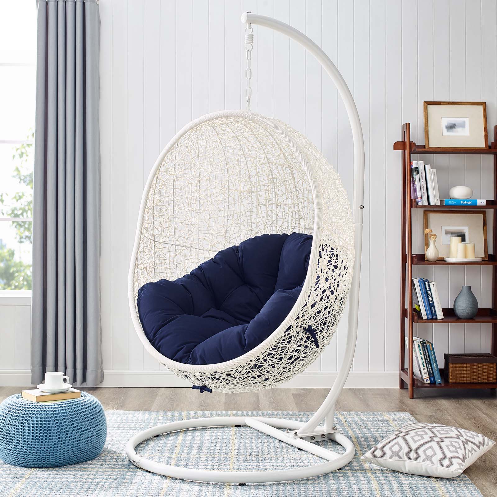 Modway Hide Outdoor Patio Sunbrella Swing Chair With Stand | Outdoor Porch Swings | 