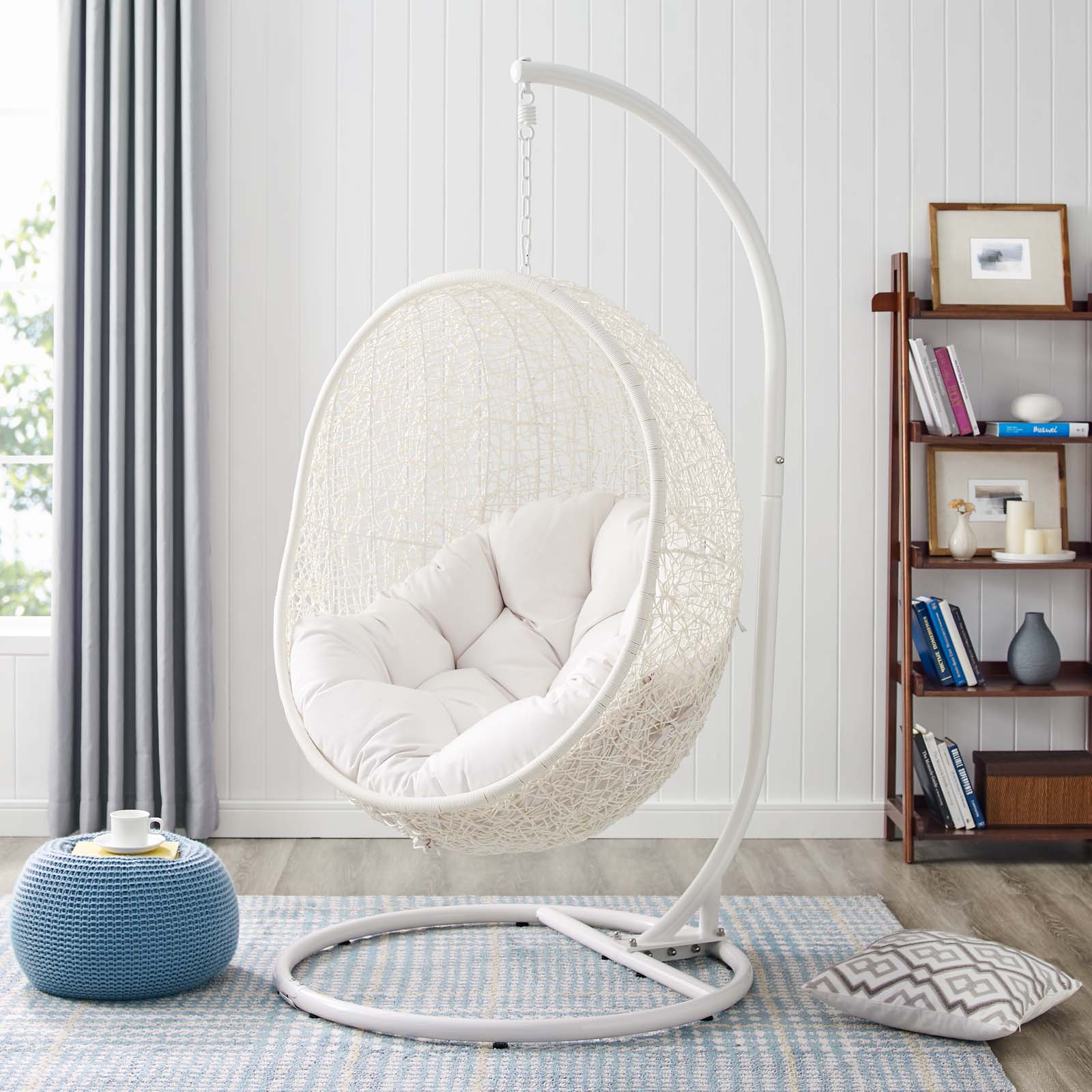 Modway Hide Outdoor Patio Sunbrella Swing Chair With Stand | Outdoor Porch Swings | 