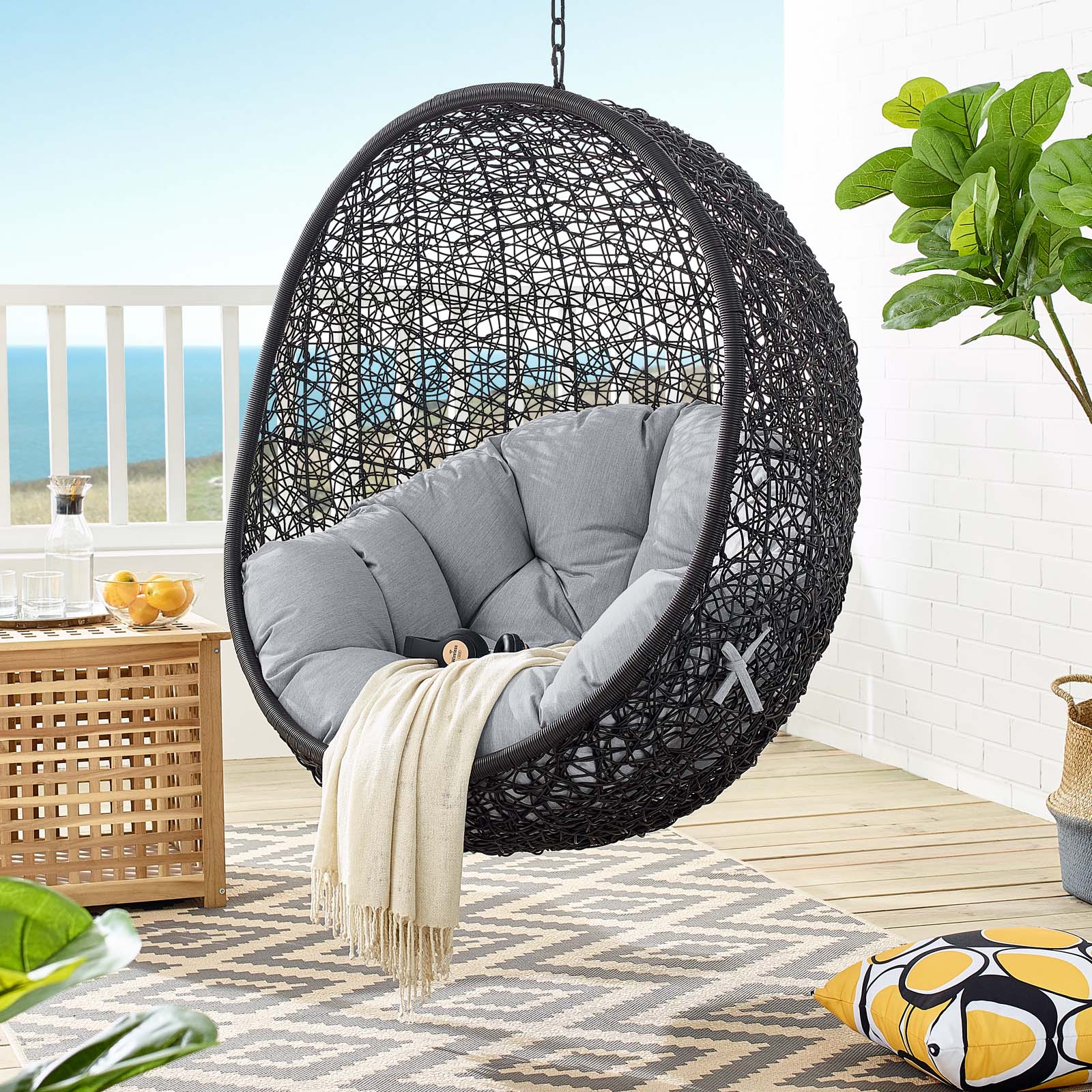 Modway Encase Sunbrella Swing Outdoor Patio Lounge Chair | Outdoor Porch Swings | 