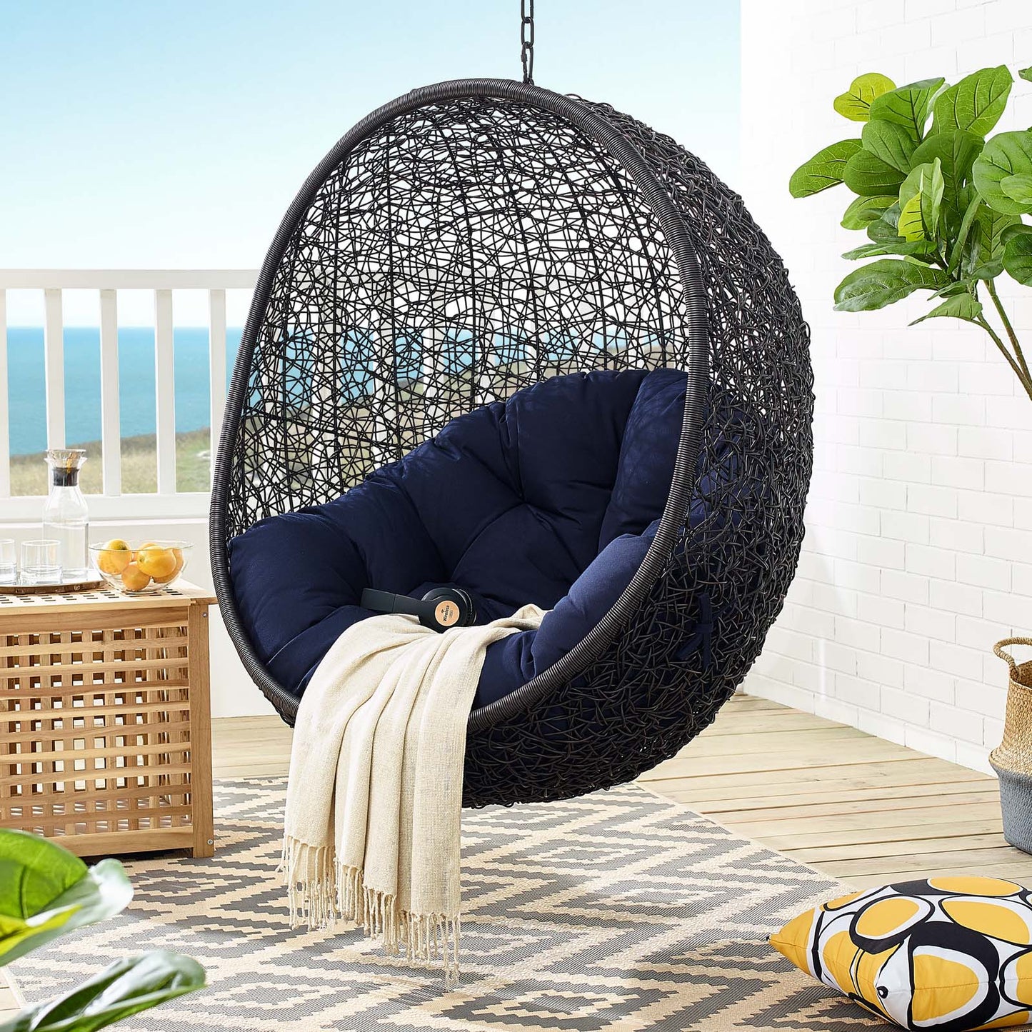 Modway Encase Sunbrella Swing Outdoor Patio Lounge Chair | Outdoor Porch Swings | 