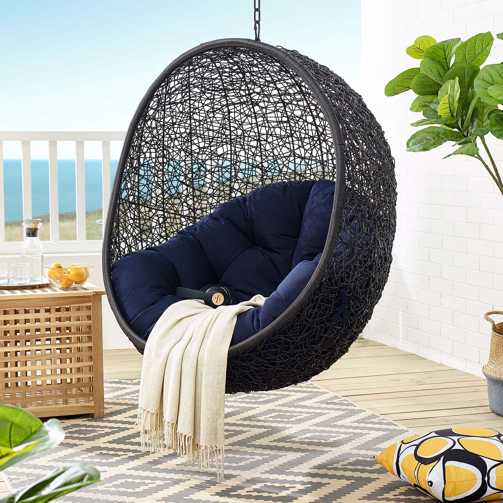 Modway Encase Sunbrella Swing Outdoor Patio Lounge Chair | Outdoor Porch Swings | 