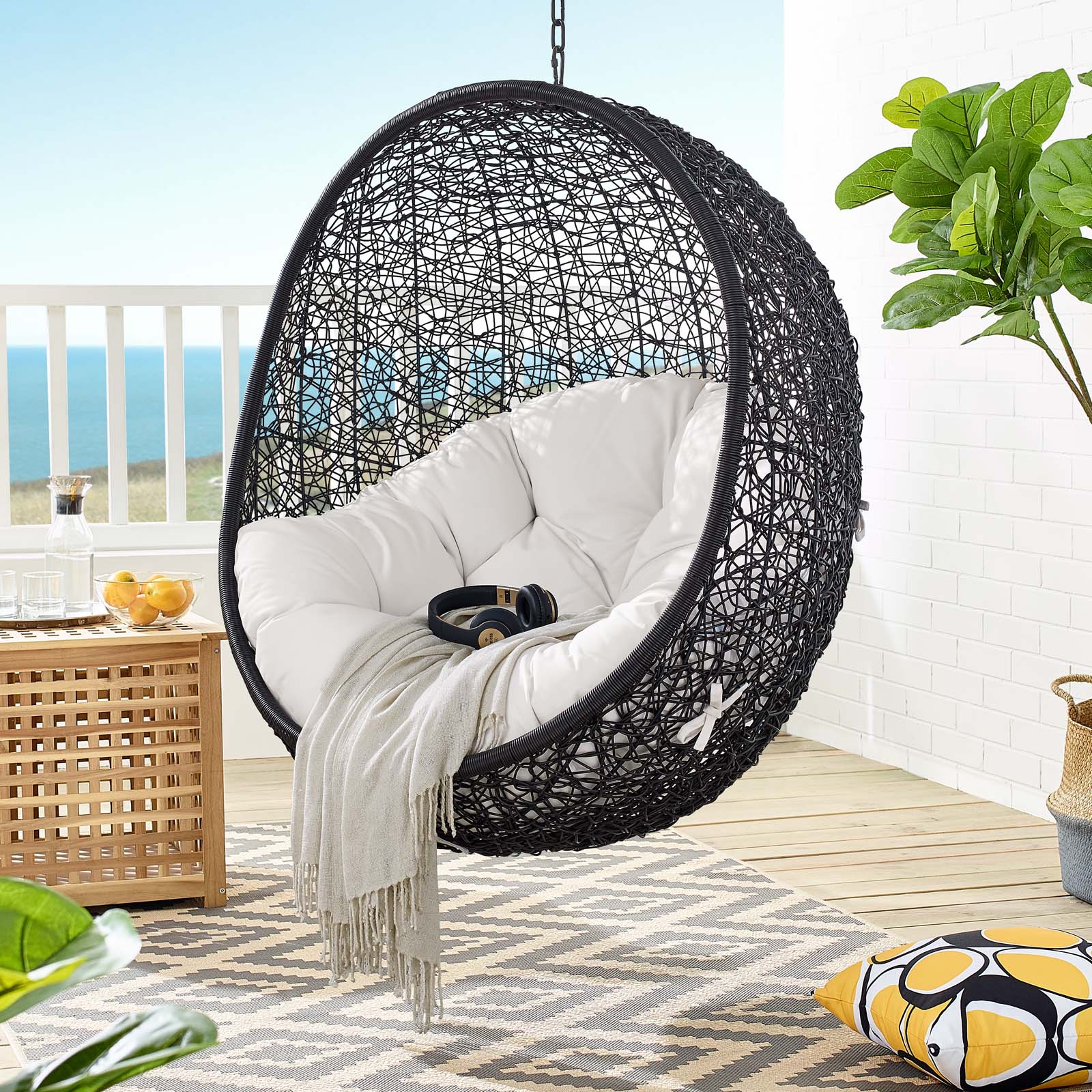 Modway Encase Sunbrella Swing Outdoor Patio Lounge Chair | Outdoor Porch Swings | 