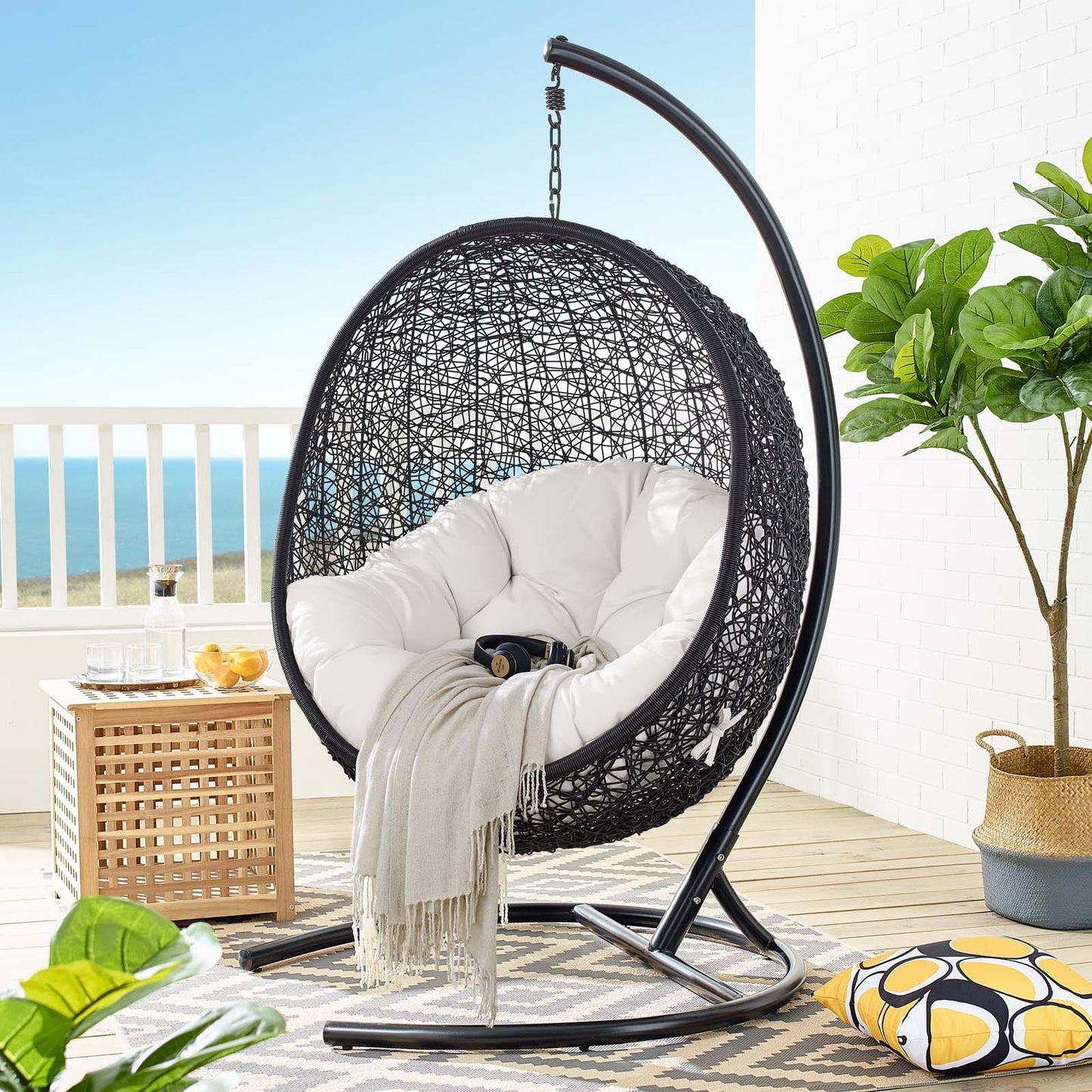Modway Encase Sunbrella Swing Outdoor Patio Lounge Chair | Outdoor Porch Swings | 