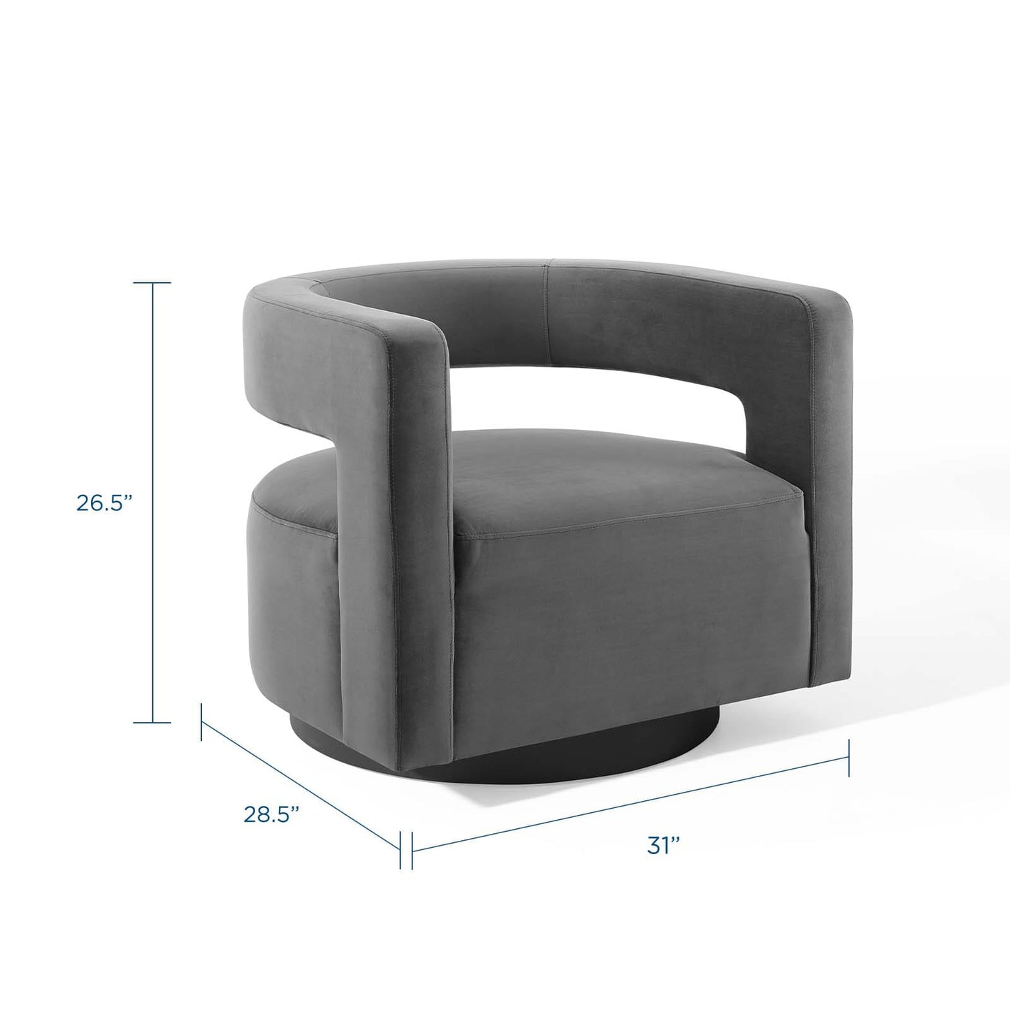 Modway Spin Cutaway Performance Velvet Swivel Armchair | Armchairs | Modishstore-10
